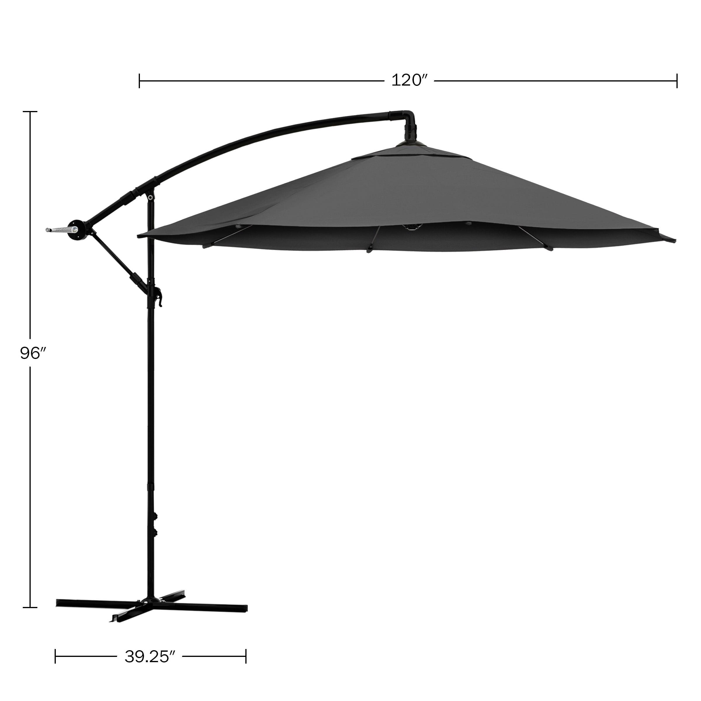 Pure Garden 10' Octagon Outdoor Patio Cantilever Umbrella Gray: Weather-Resistant with Crank Lift, 8 Ribs