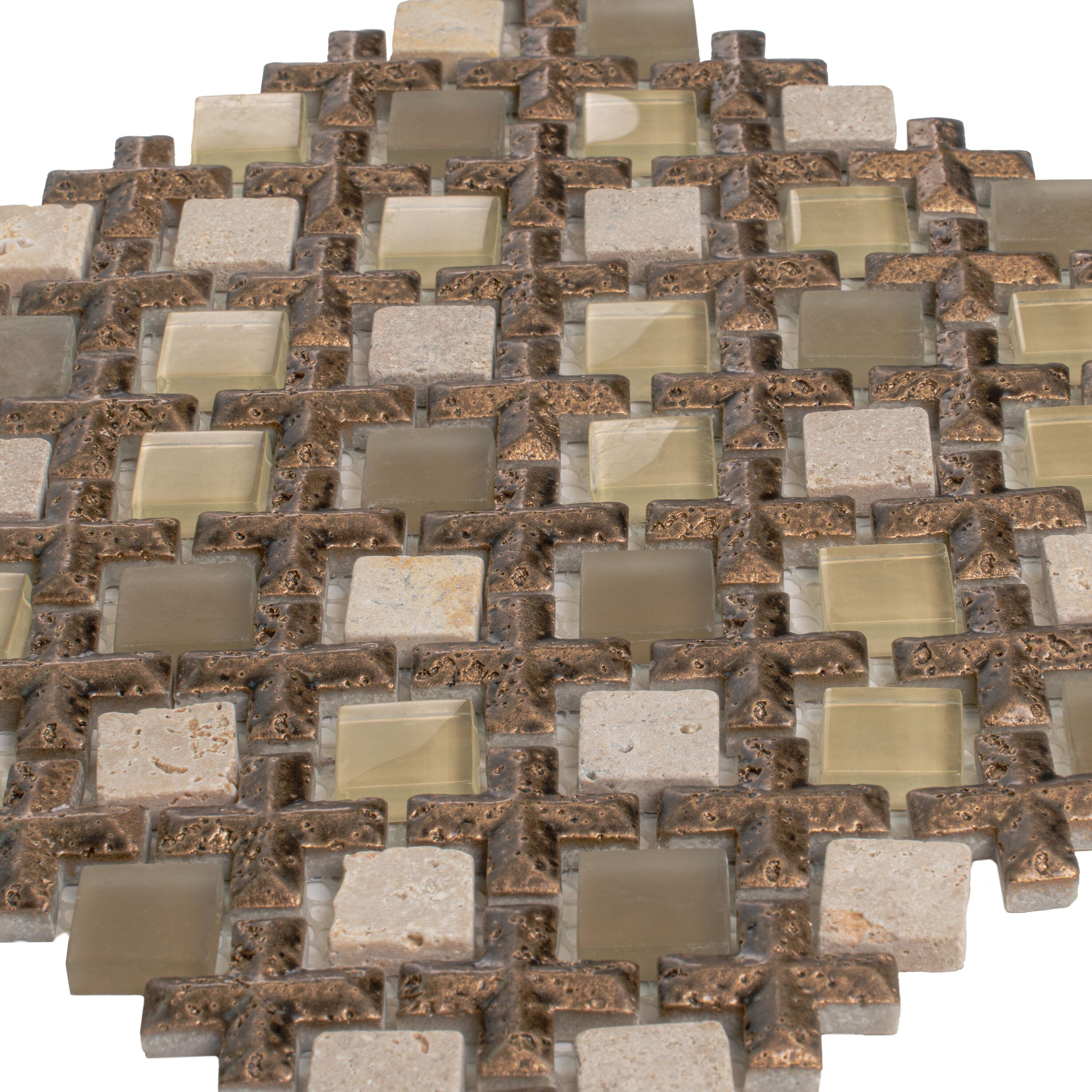 11" x 11" Glass Grid Mosaic Wall Tile