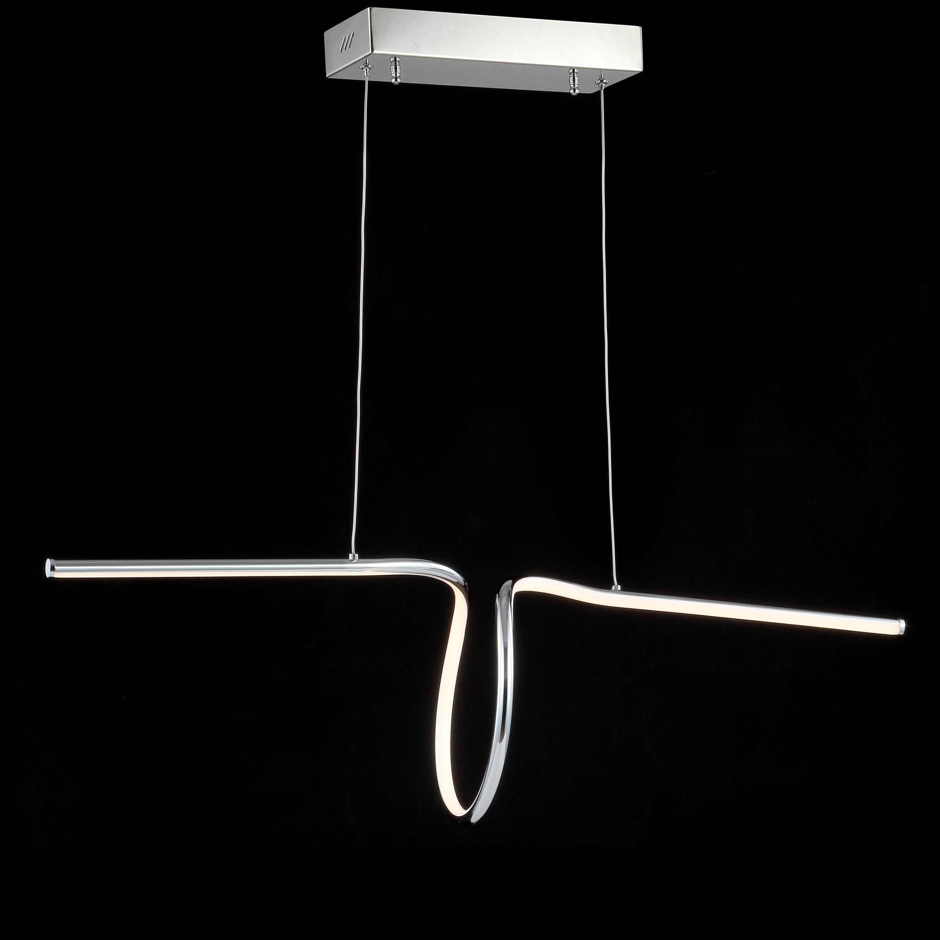 JONATHAN Y Ali 34.5" Dimmable Adjustable Integrated LED Metal Linear Pendant, Chrome