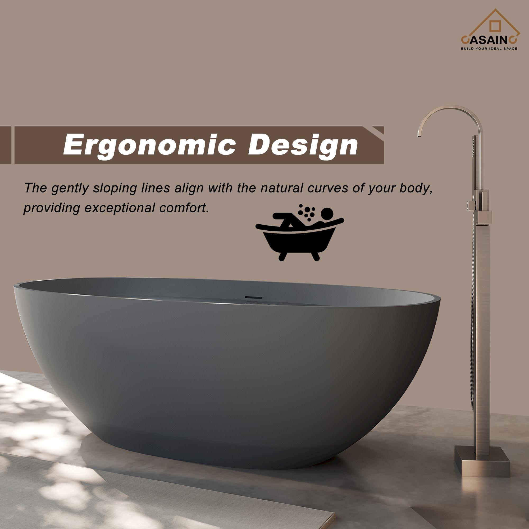 67'' x 33.5'' Freestanding Soaking Solid Surface Bathtub