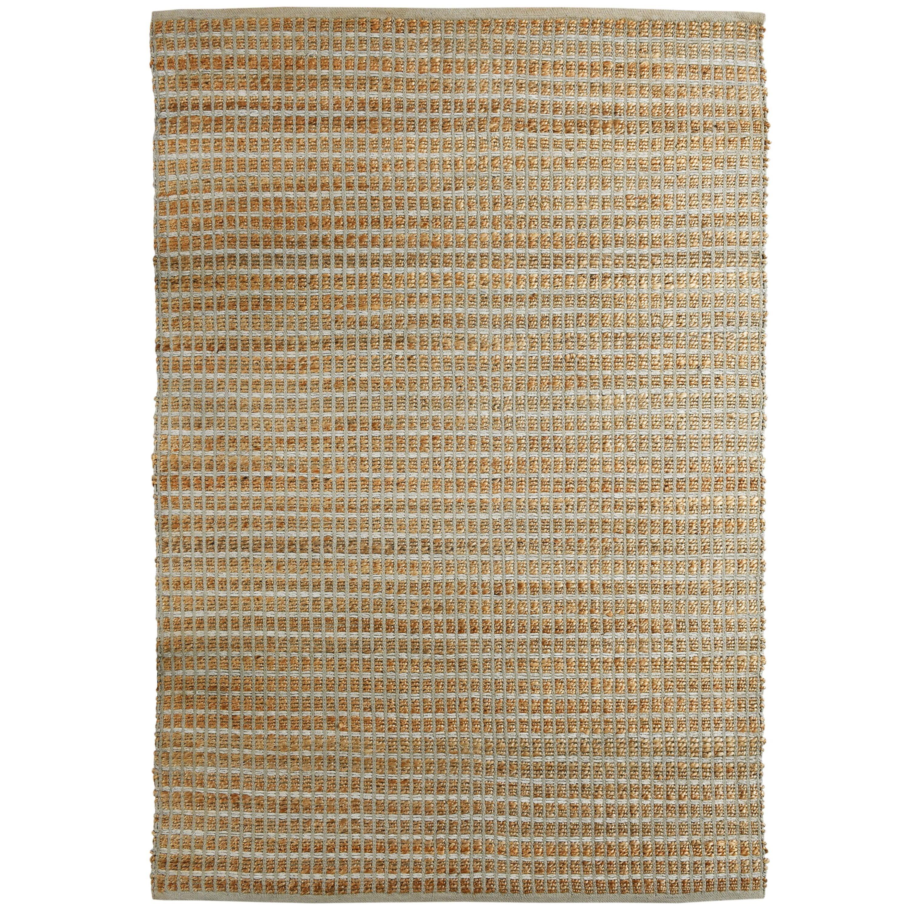 LR Home Natalie Jade Natural/Gray Grid Transitional Jute Blend Area Rug, 5' x 7'9"
