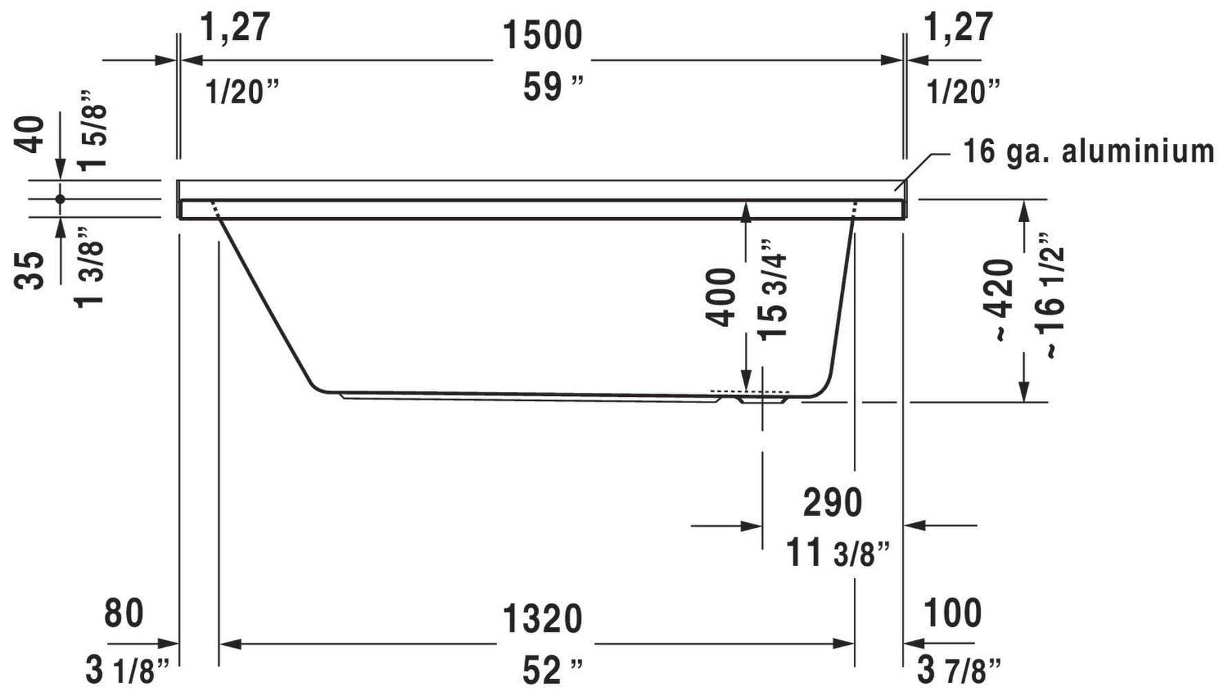 D-Code 59" x 30" Drop In Soaking Bathtub
