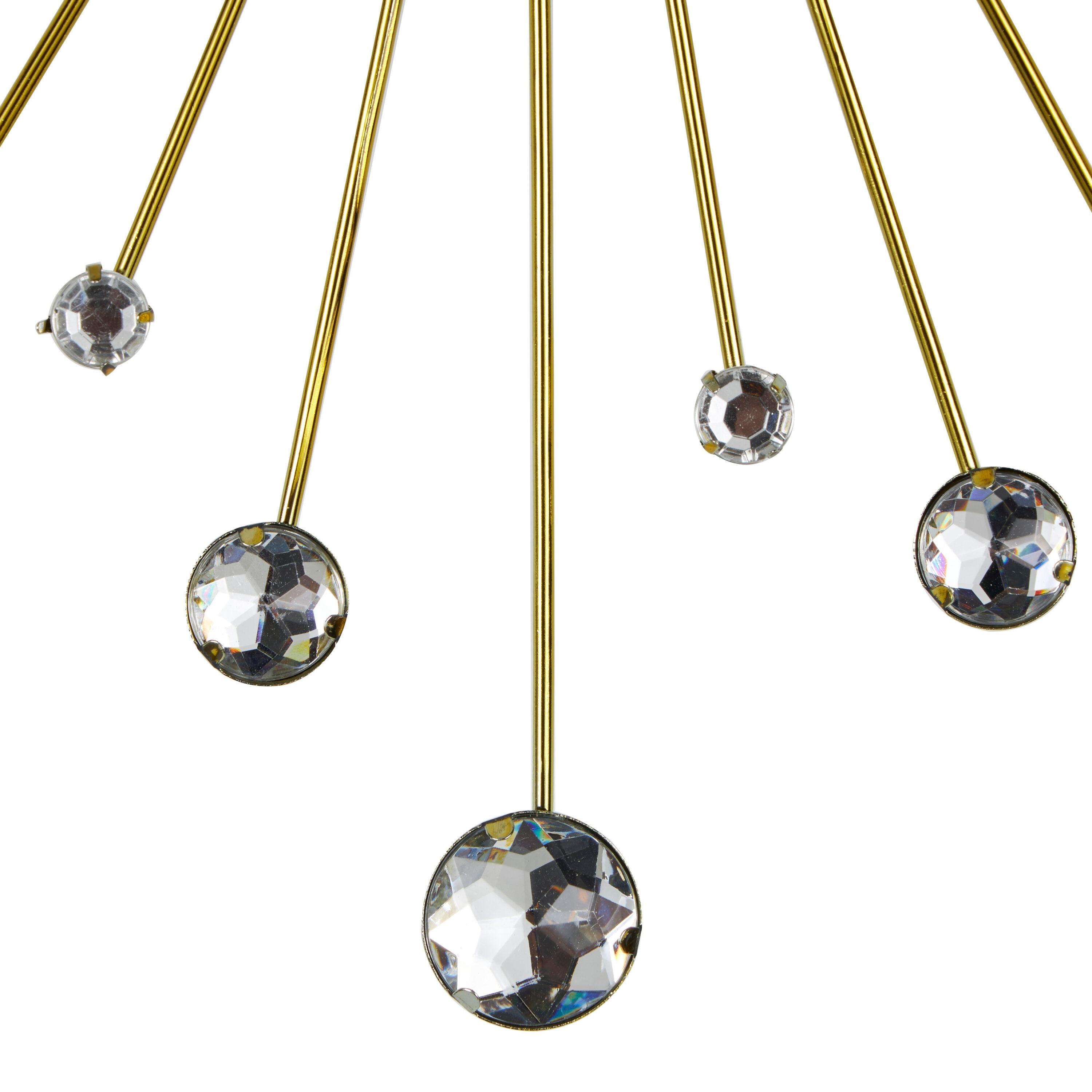 DecMode Gold Metal Glam Wall Clock, 15”L x 0.5”W x 15”H, Features Starburst Design