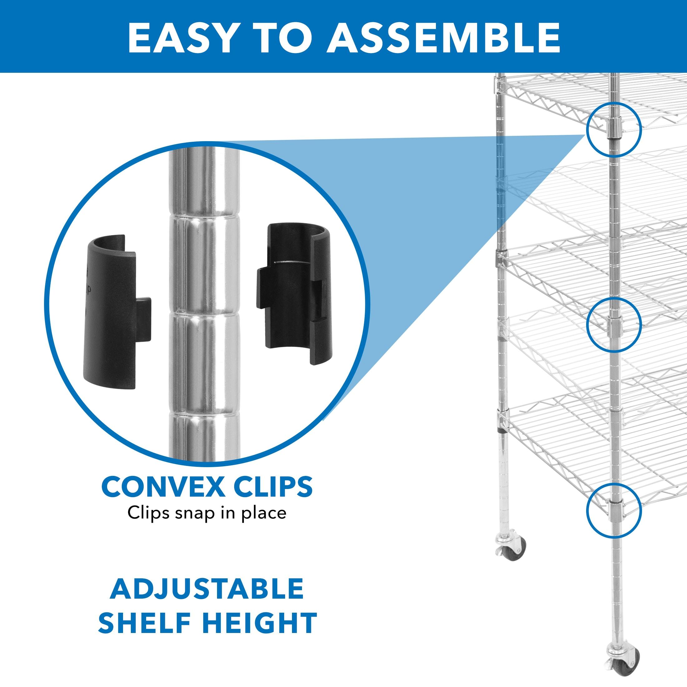 Mount-it Mount-It! Height Adjustable 5 Tier Wire Shelving with Rolling Wheels | Closet Metal Racks Shelves