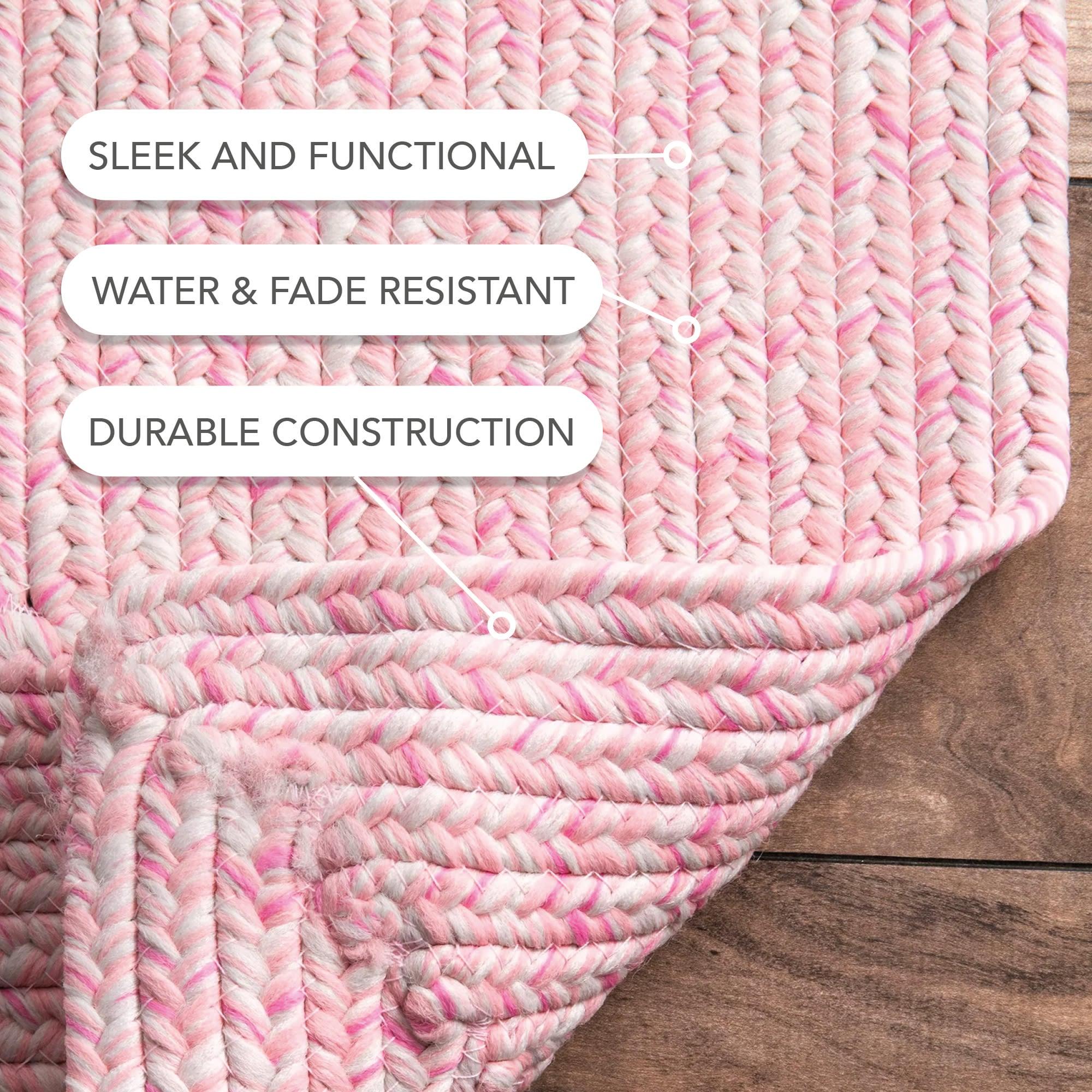 Handmade Pink Braided 25" Reversible Indoor-Outdoor Rug