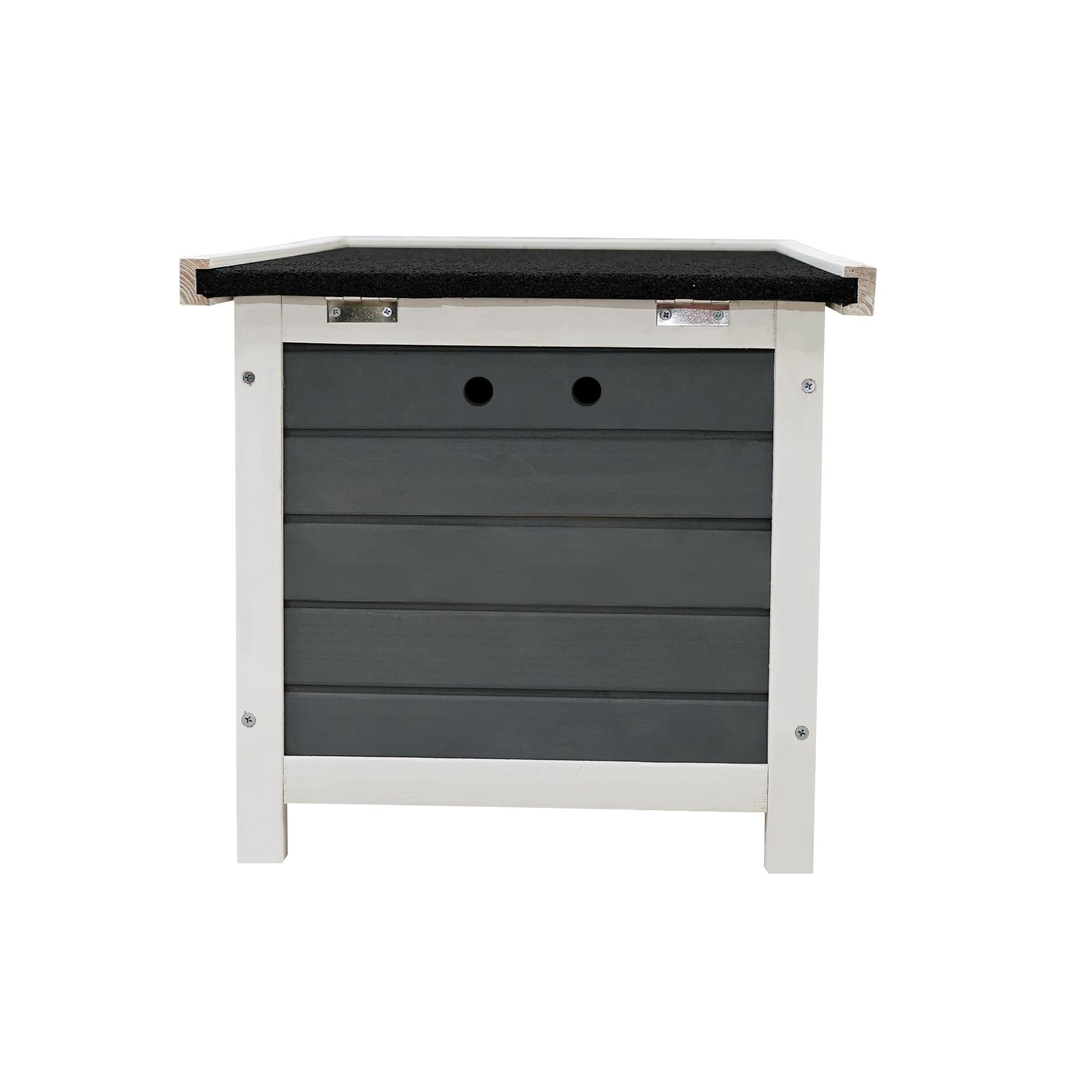 Gray and White Wooden Outdoor Rabbit Hutch with Lockable Door