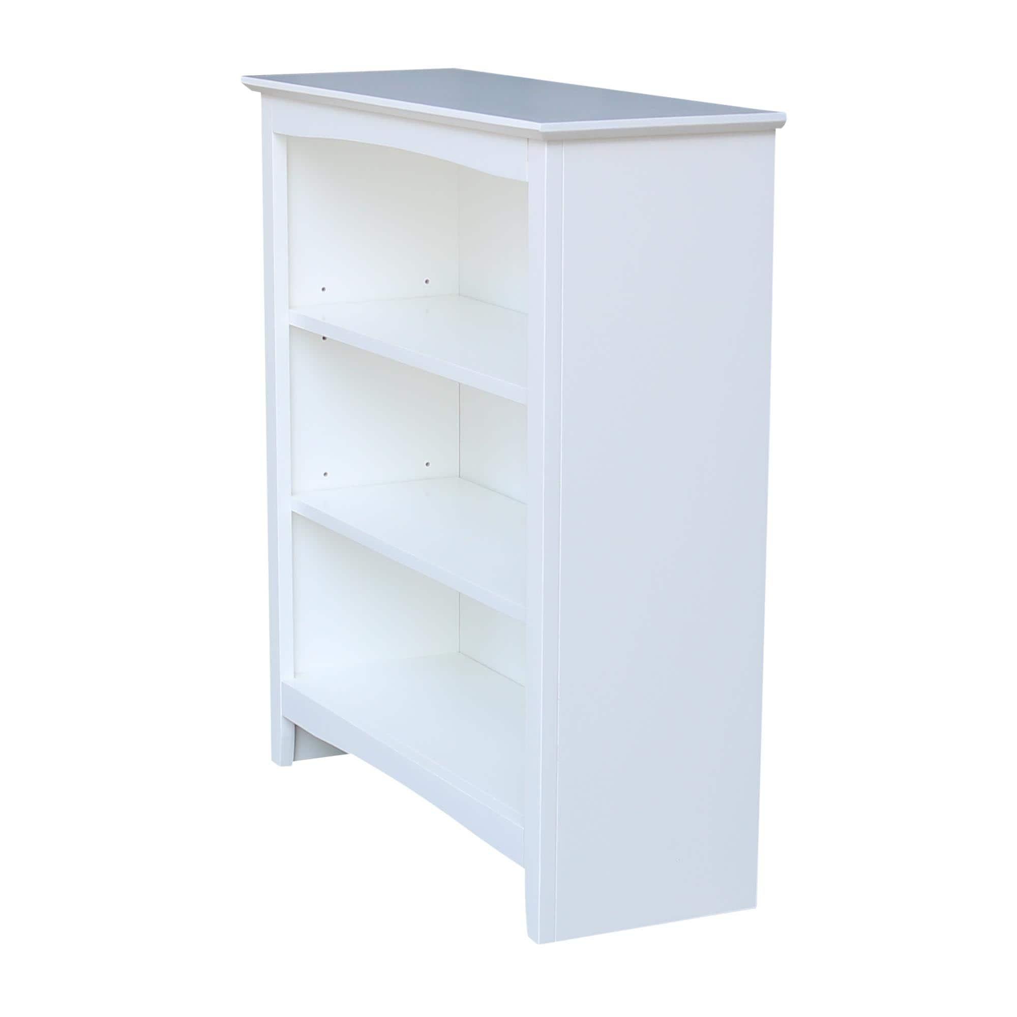 36" Shaker Bookshelf White - International Concepts: Modern Style, 2-Tier Storage, Hardwood Construction