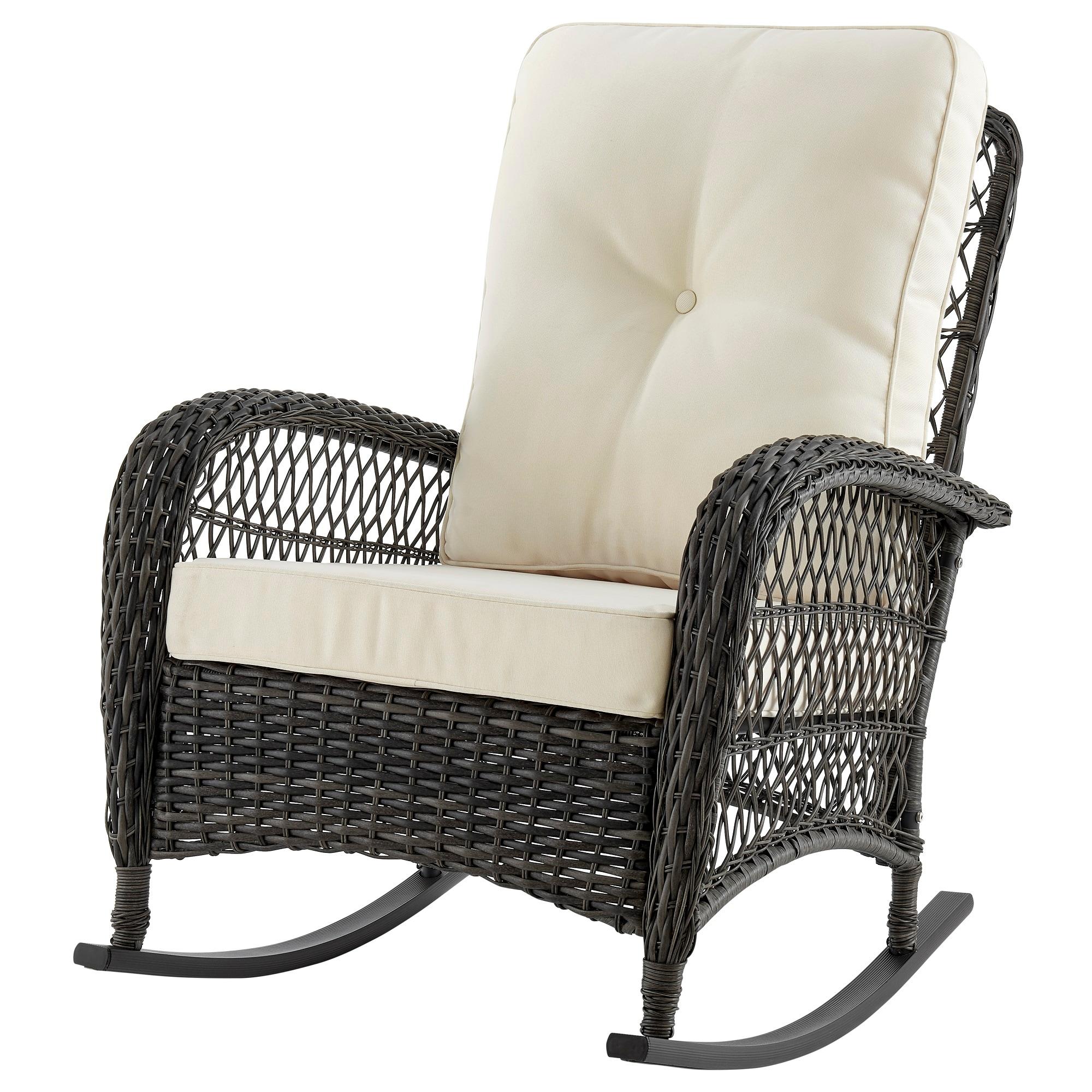 Furttuo Steel Rattan Outdoor Rocking Chair with Cushions