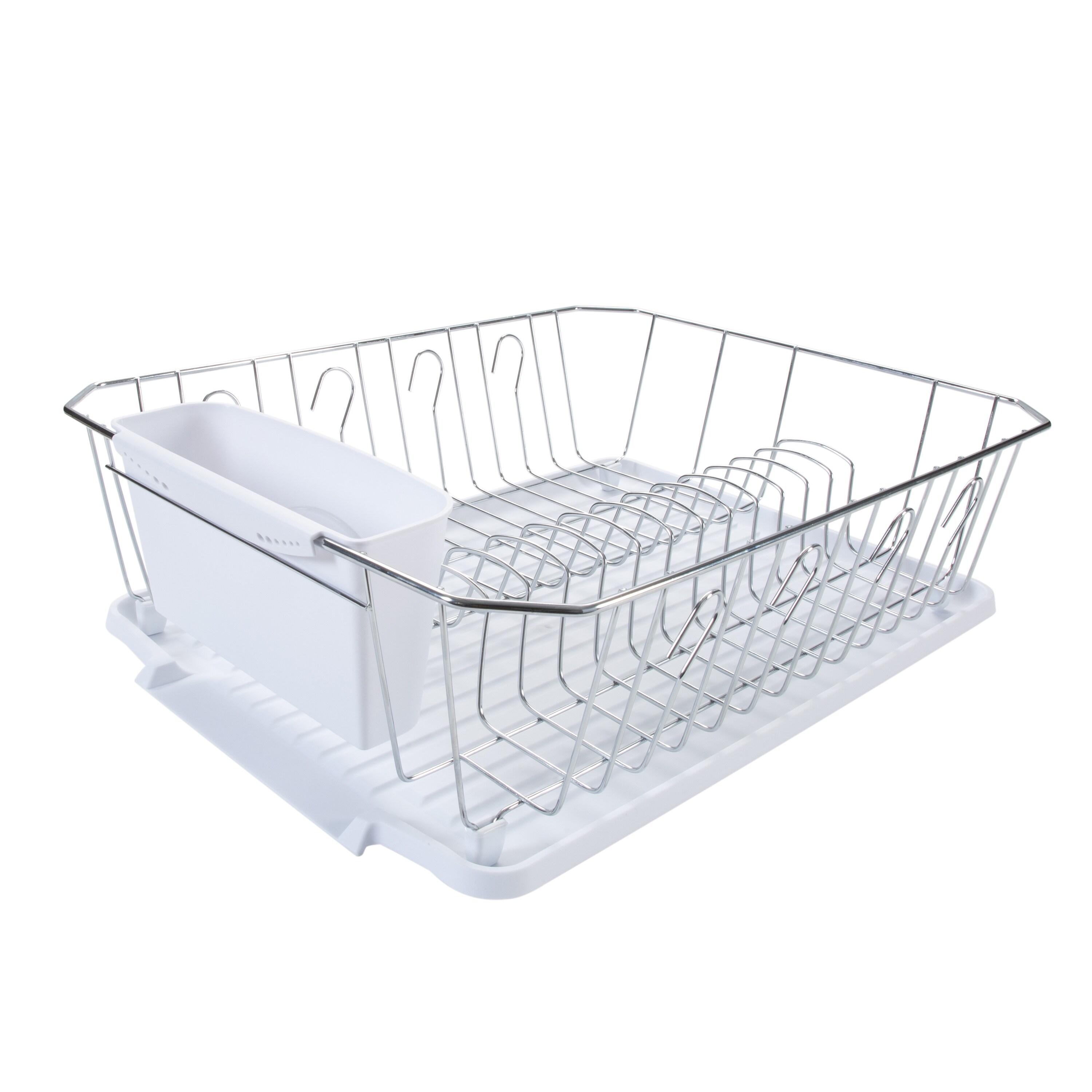 Kitchen Details Chrome 3 Piece Set Dish Rack in White