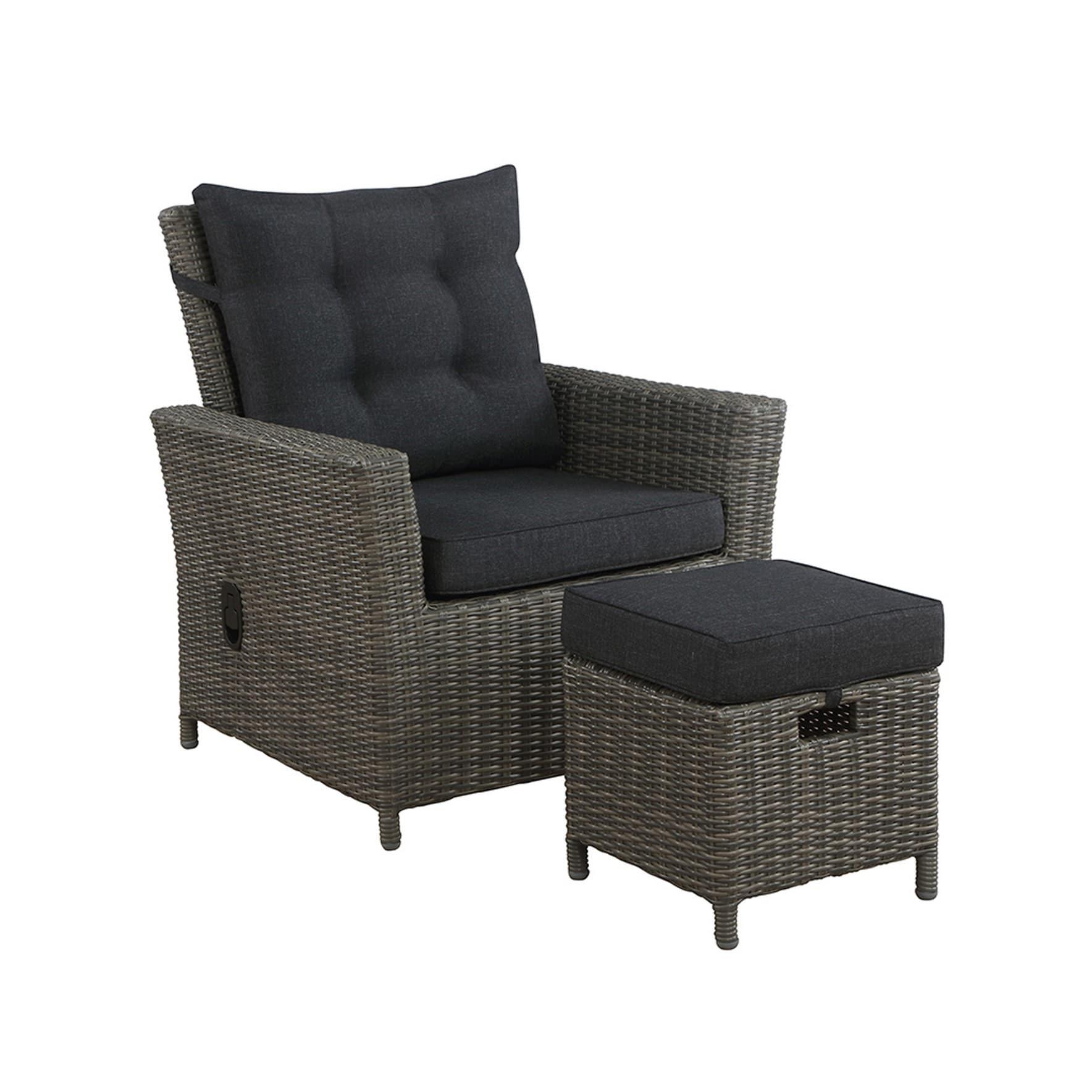 2pc Asti Wicker Outdoor Recliner & 15" Ottoman Patio Seating Set - Gray - Alaterre Furniture: All-Weather, No Assembly Required