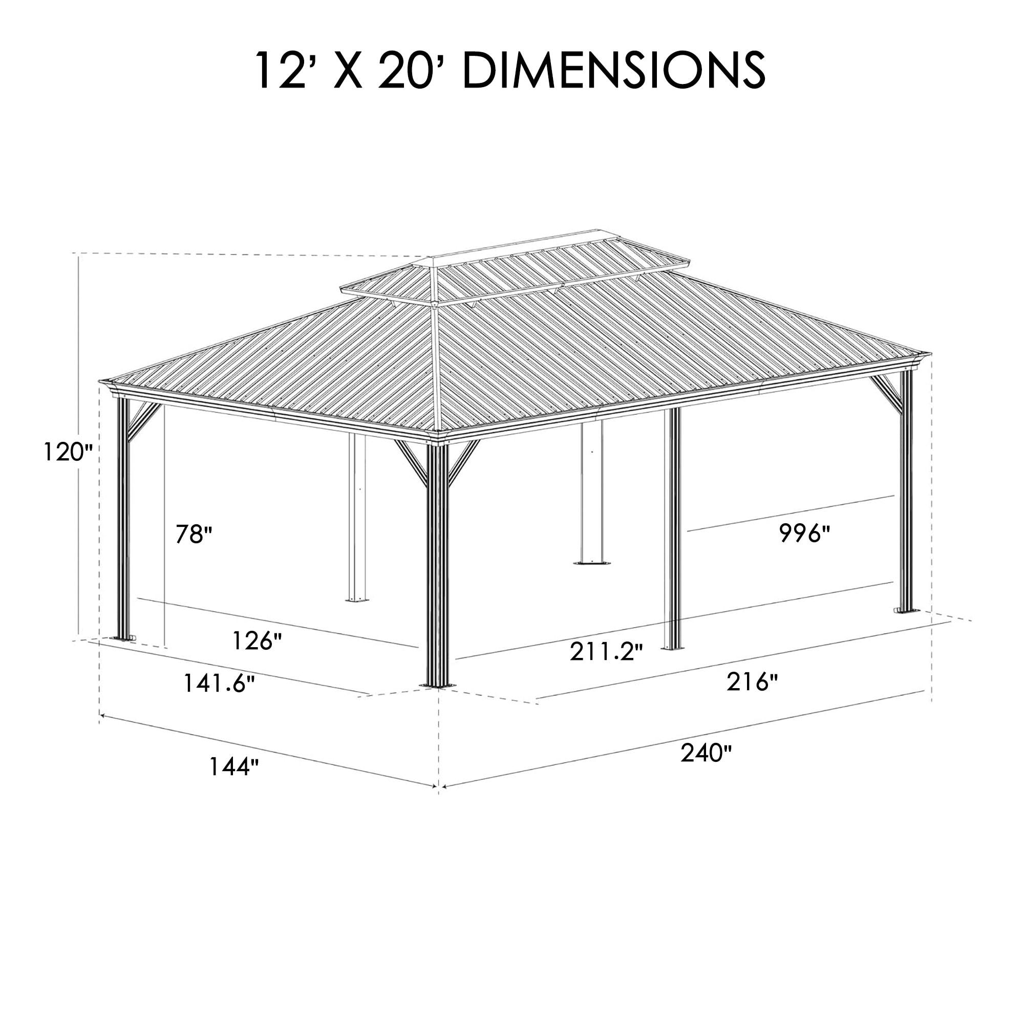 Kozyard 12ft x 12ft Hardtop Gazebo, Anti-weather