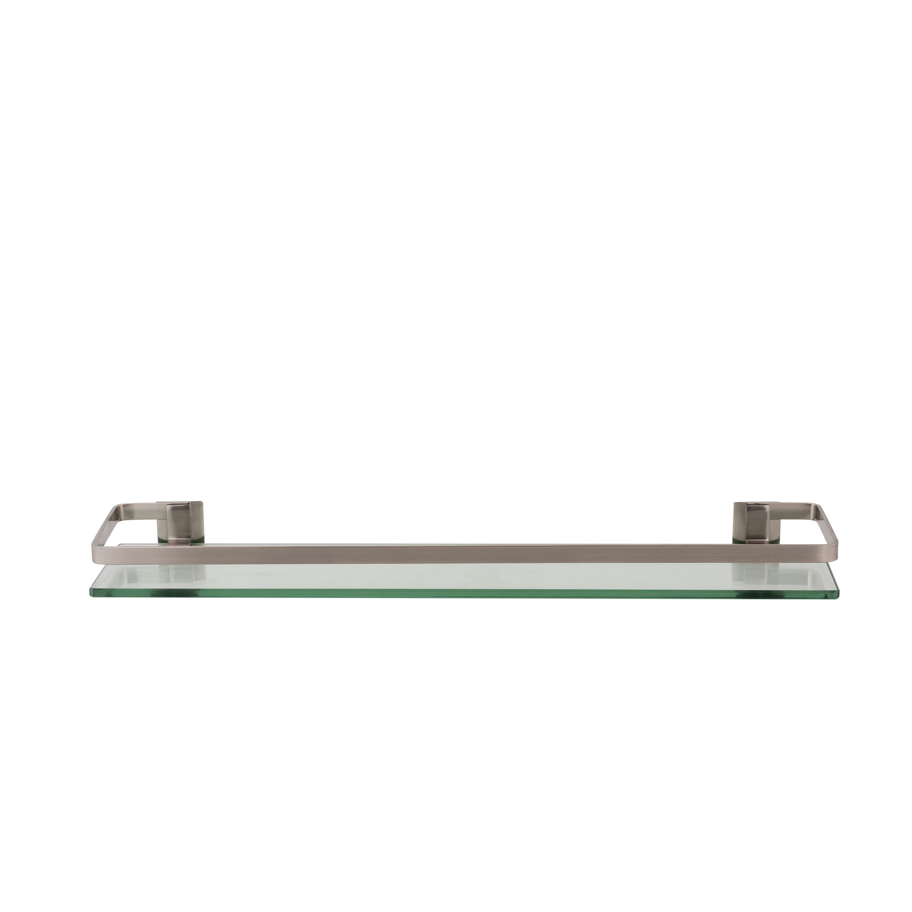 Glass Shelf with Metal Rail Nickel - Organize It All