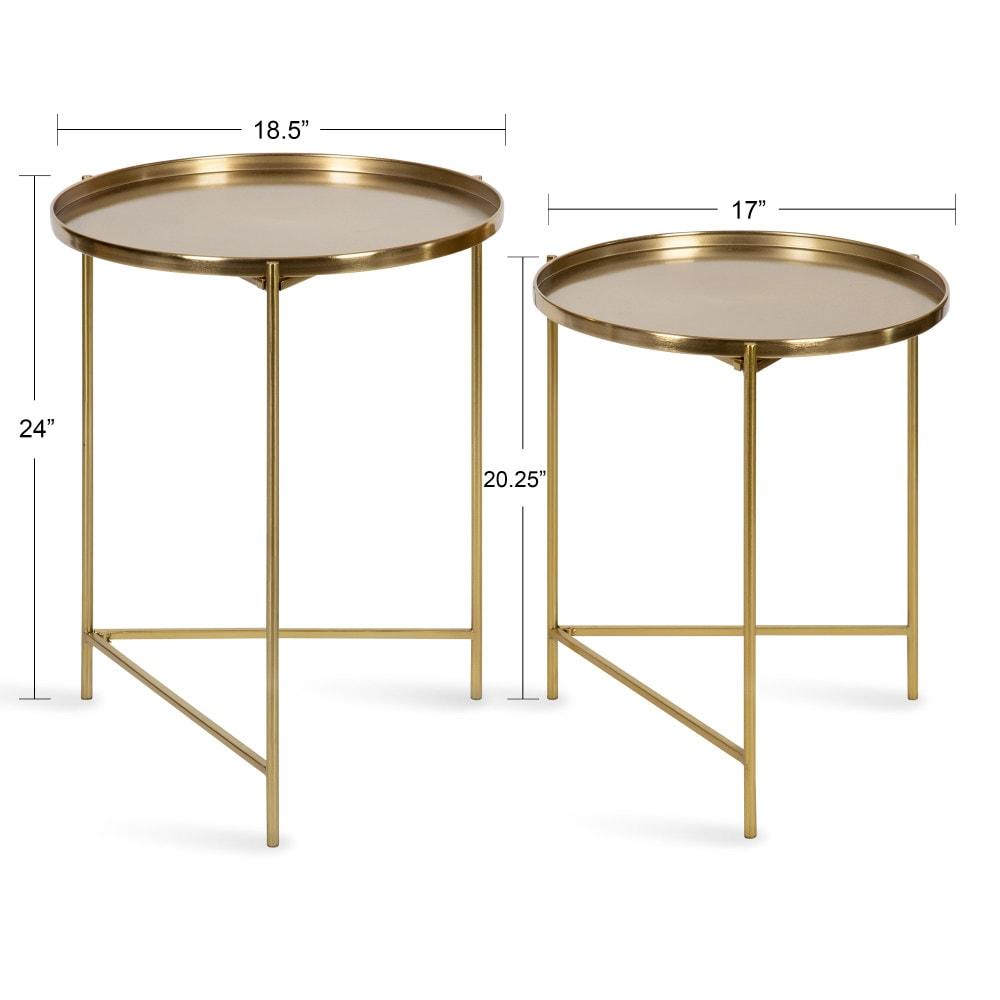 Kate and Laurel Ulani Round Metal Nesting Table, 2 Piece, Gold