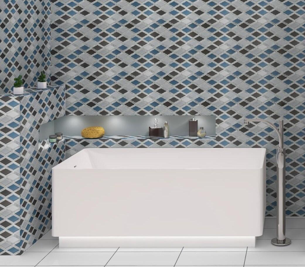 Andova Geom Aluminum Metal Diamond Mosaic Kitchen Backsplash, Bathroom, Shower, Wall and Floor Tile