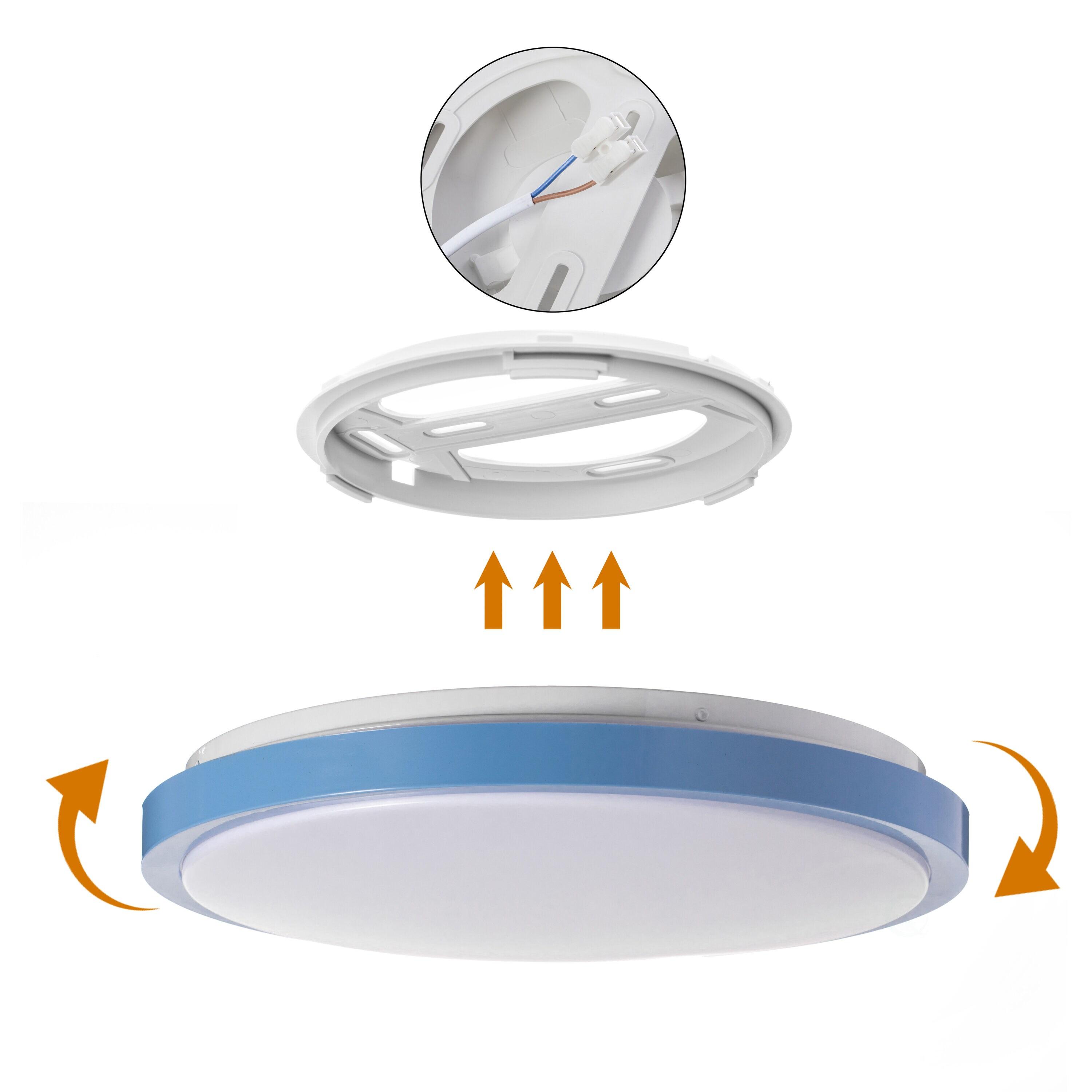 LED Ceiling Light Fixture Flush Mount Lighting, 6500K 30,000 Hour Lifetime 15 in. Blue 36W