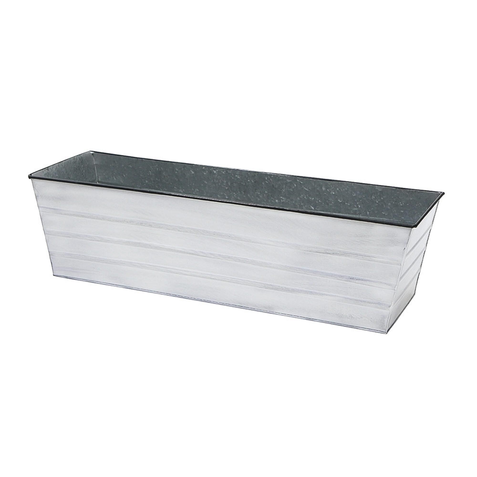 35.25" Large Galvanized Steel Flower Box Planter Cape Cod White - ACHLA Designs: Wall-Mountable, Rectangular Storage Container