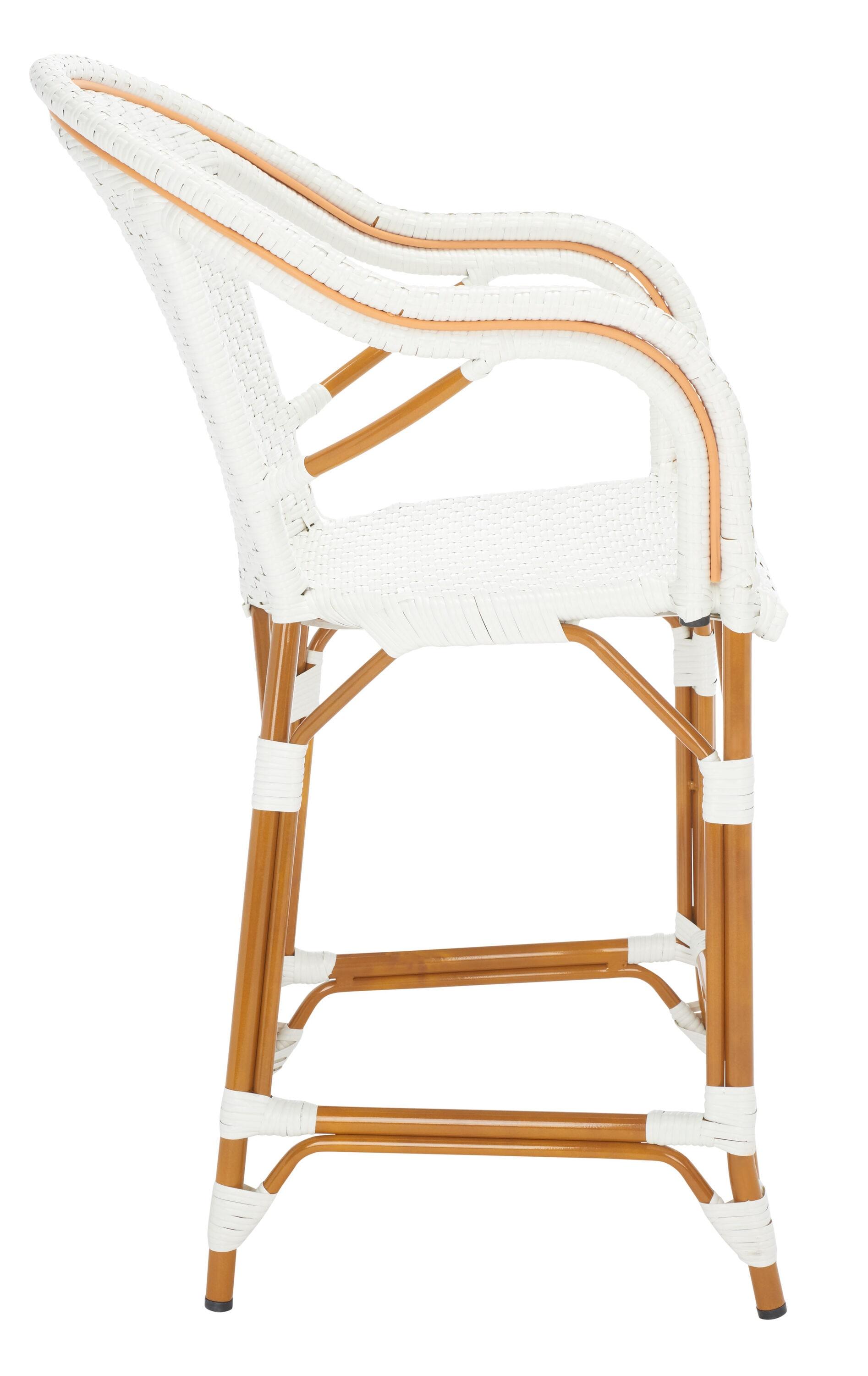 California Counter Stool With Arms - Indoor/Outdoor - PAT7533 - White - Safavieh