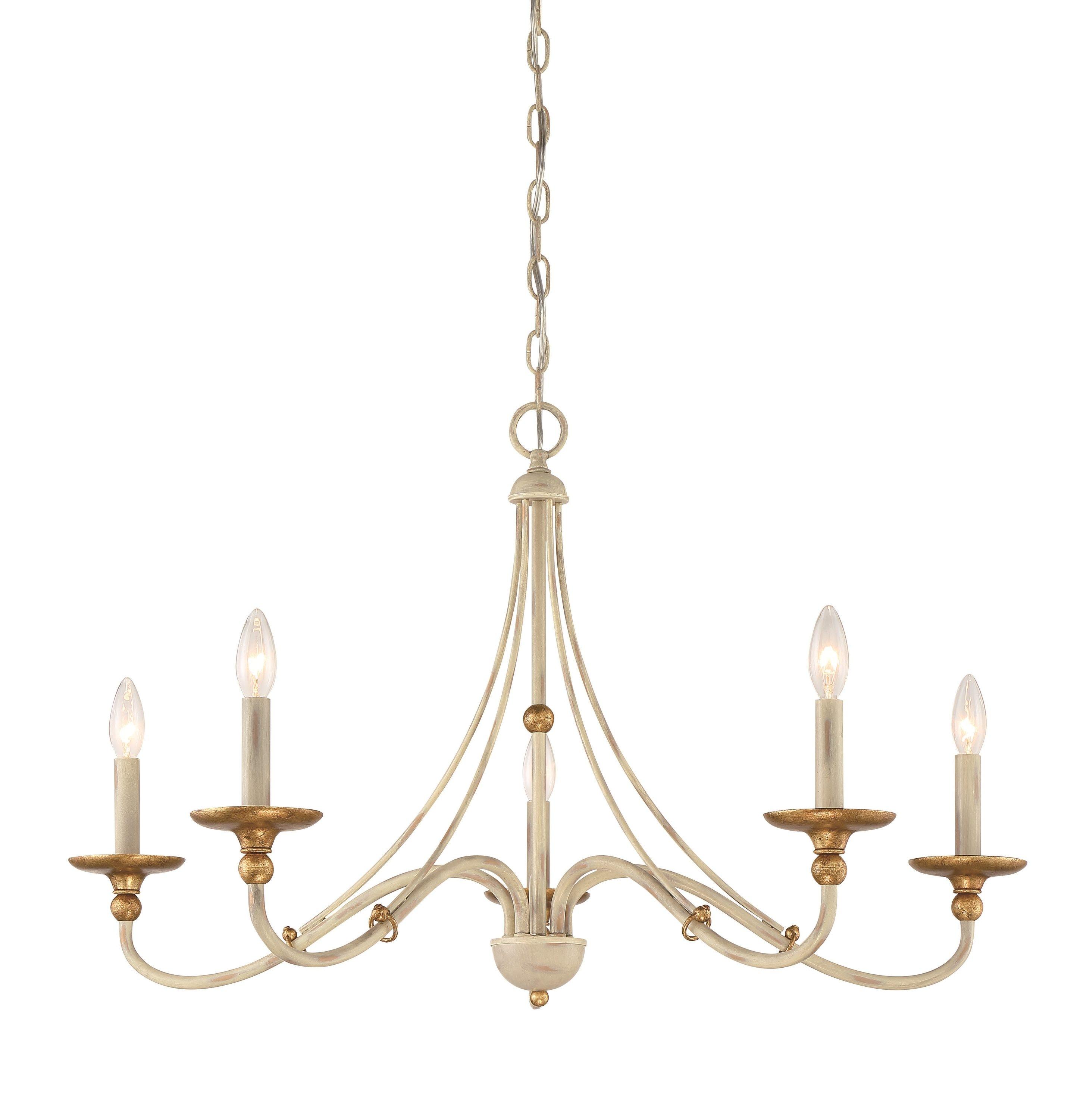 Minka Lavery White Gold Pendant Chandelier 28" Wide Farmhouse French 5-Light Fixture for Dining Room House Foyer Kitchen Entryway