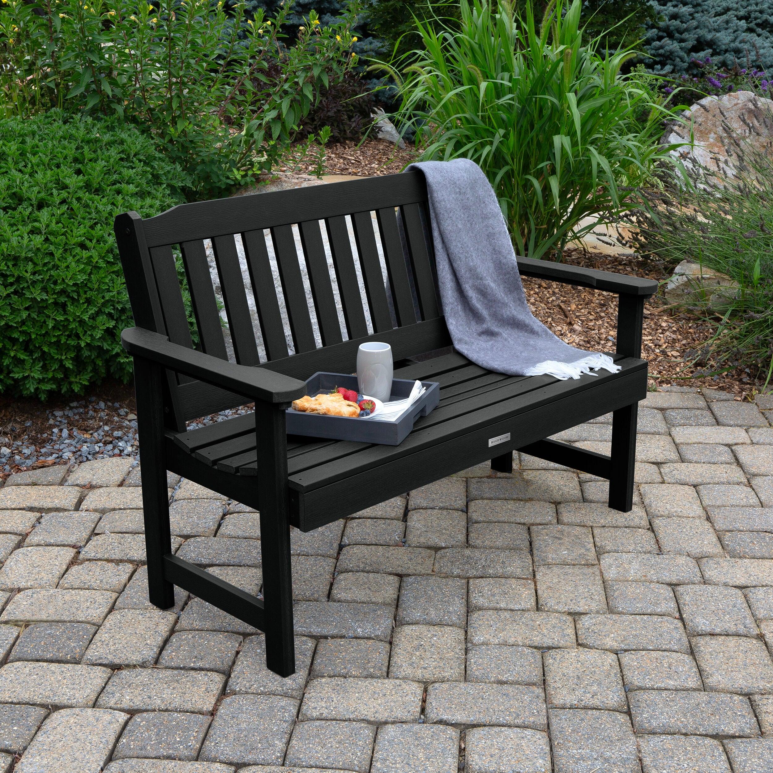4' Lehigh Garden Bench Black - highwood: Weather-Resistant, Fade-Resistant, 500lb Capacity, Recycled Plastic