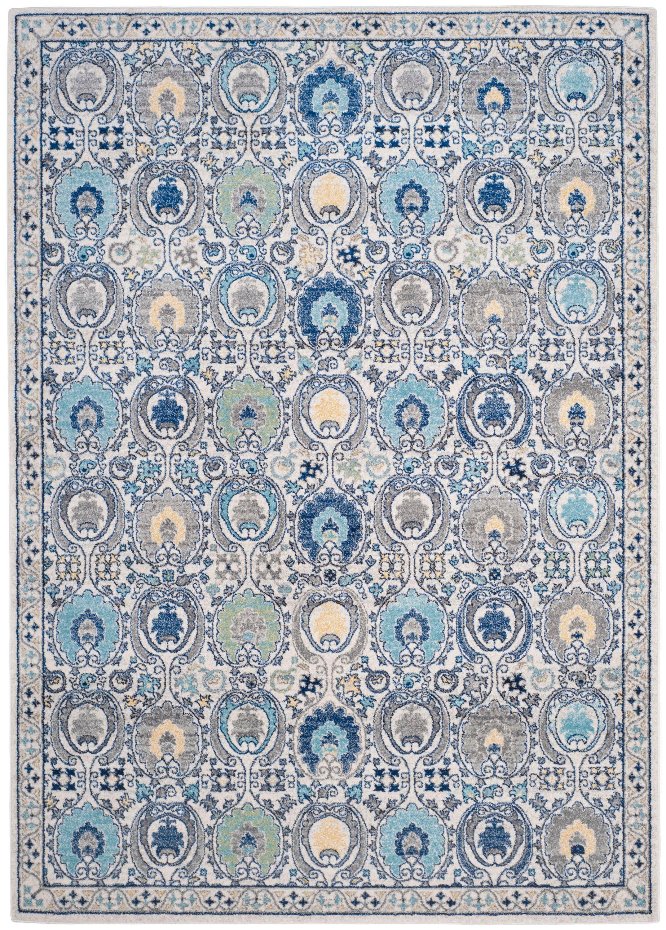 Evoke EVK251 Power Loomed Area Rug - Ivory/Grey - 6'7"x9' - Safavieh.