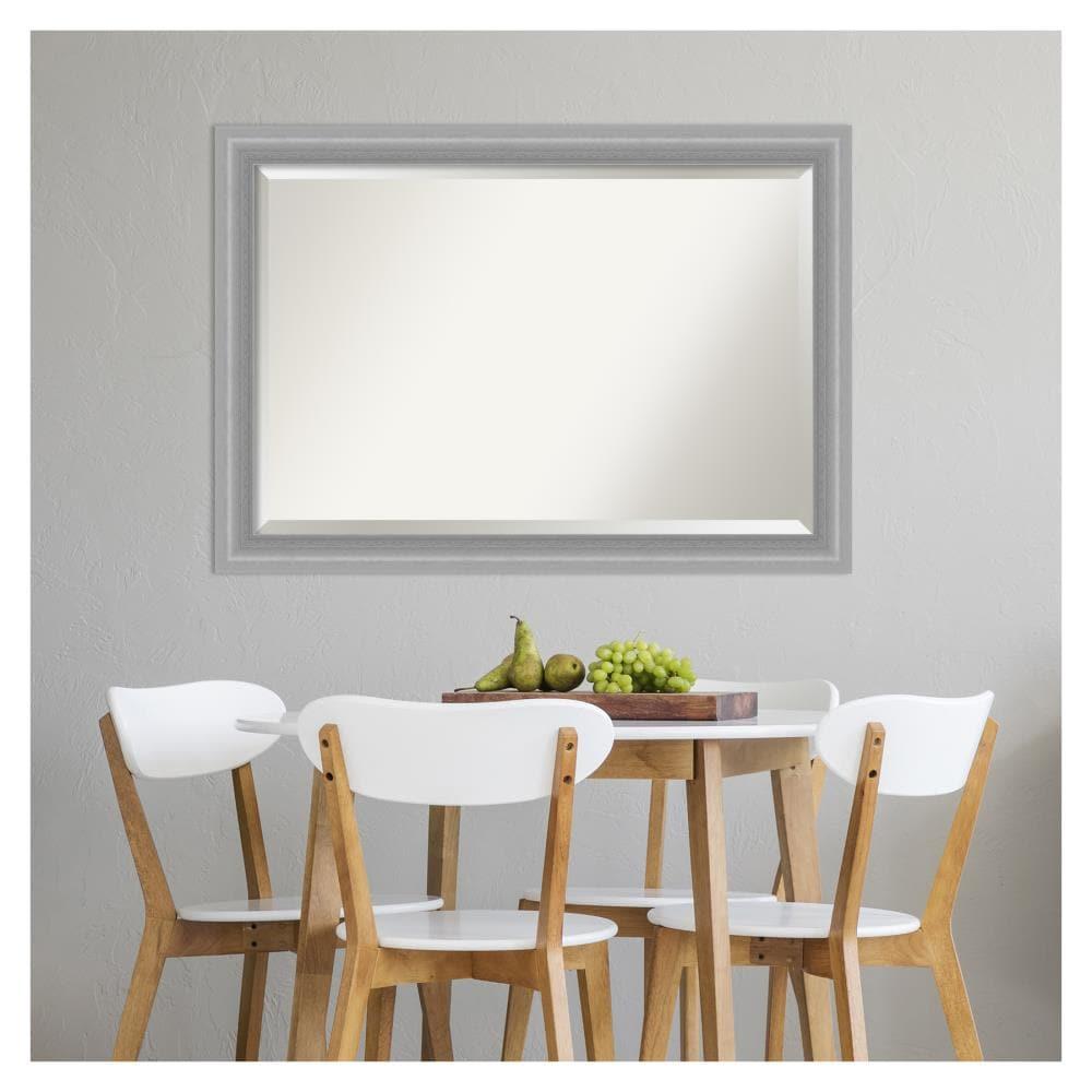 Amanti Art Bathroom Mirror, Peak Polished Nickel Narrow Wall Mirror for use as Bathroom Vanity Mirror Over Sink (28.5 x 40.5 in.) Beveled Mirror, Silver Mirror, Traditional Mirror from WI, USA
