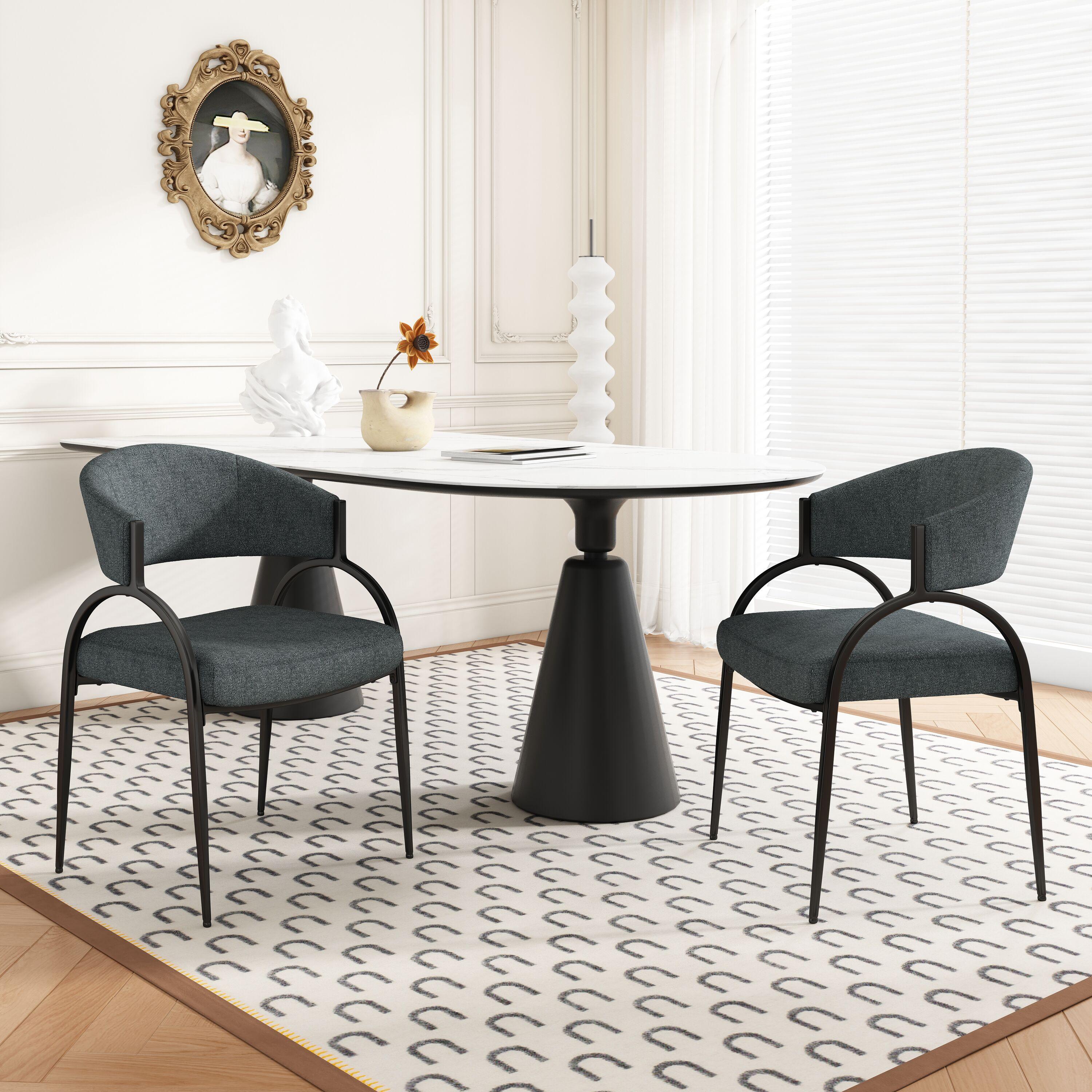 Christopher Knight Home Hayden Upholstered Armrest Dining Chairs with Metal Legs (Set of 2), Dark Green/Black