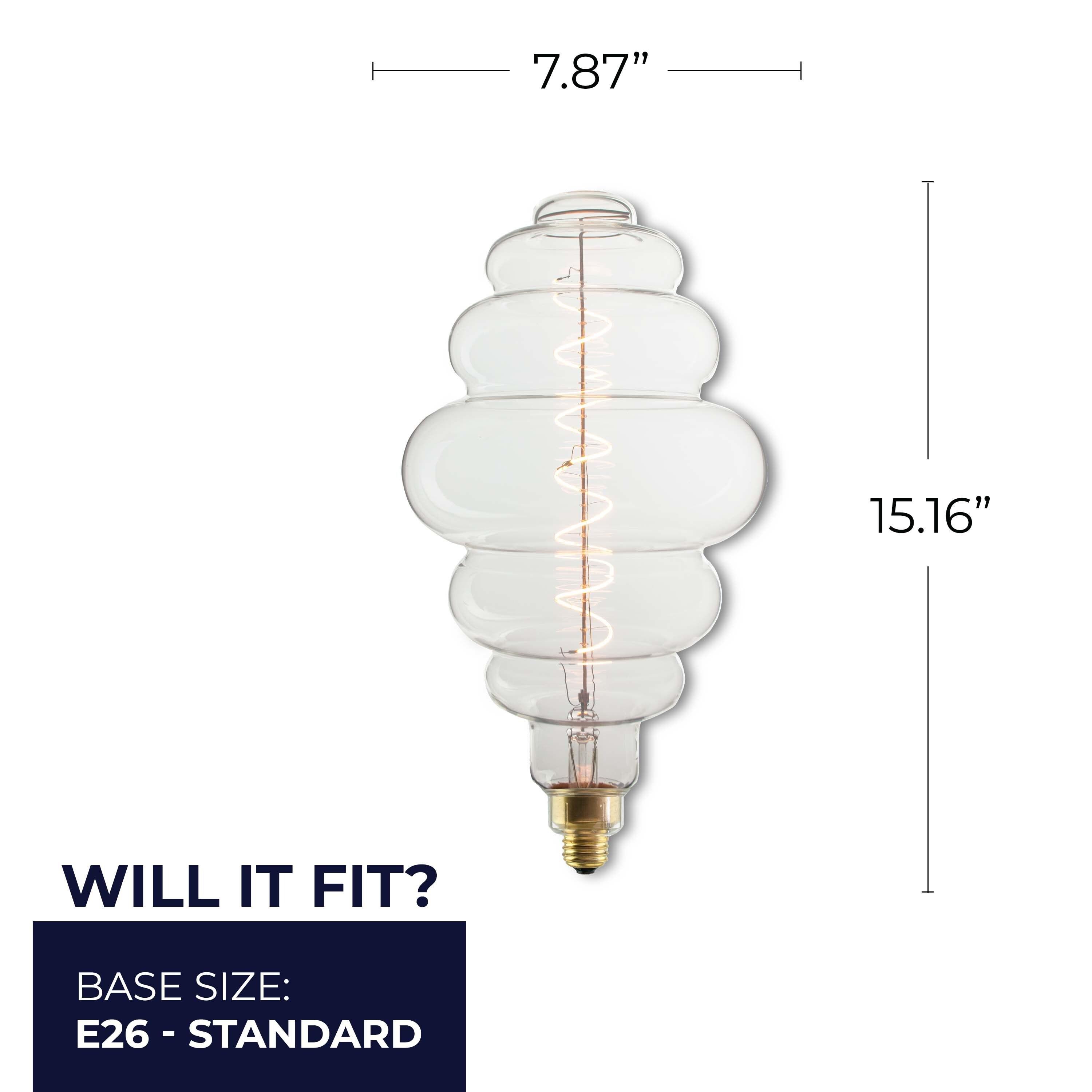 Oversized Bee Hive Clear LED Edison Bulb, 60 Watt Equivalent, E26 Dimmable 2200K