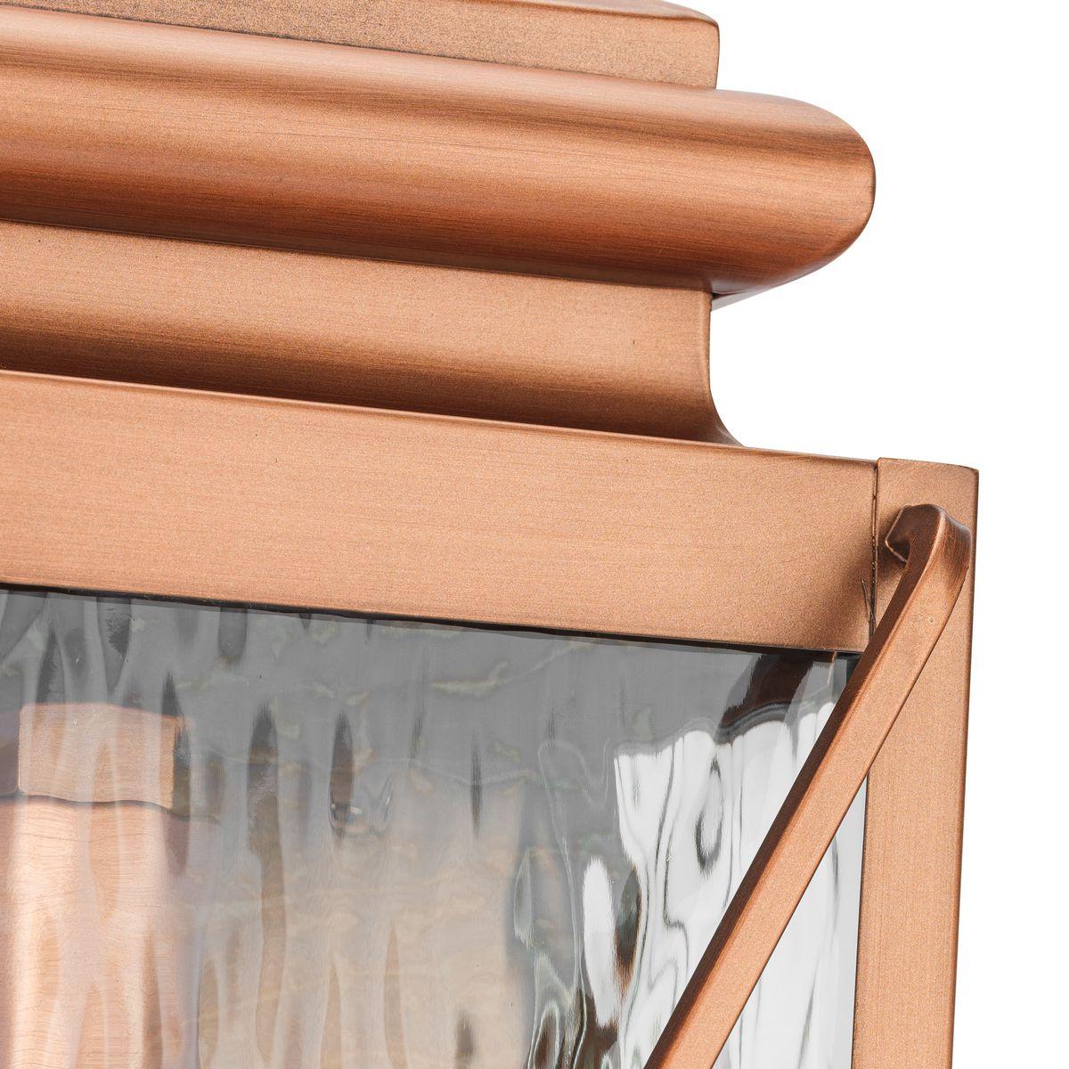Wakeford Collection One-Light Antique Copper and Clear Water Glass Transitional Style Small Outdoor Wall Lantern