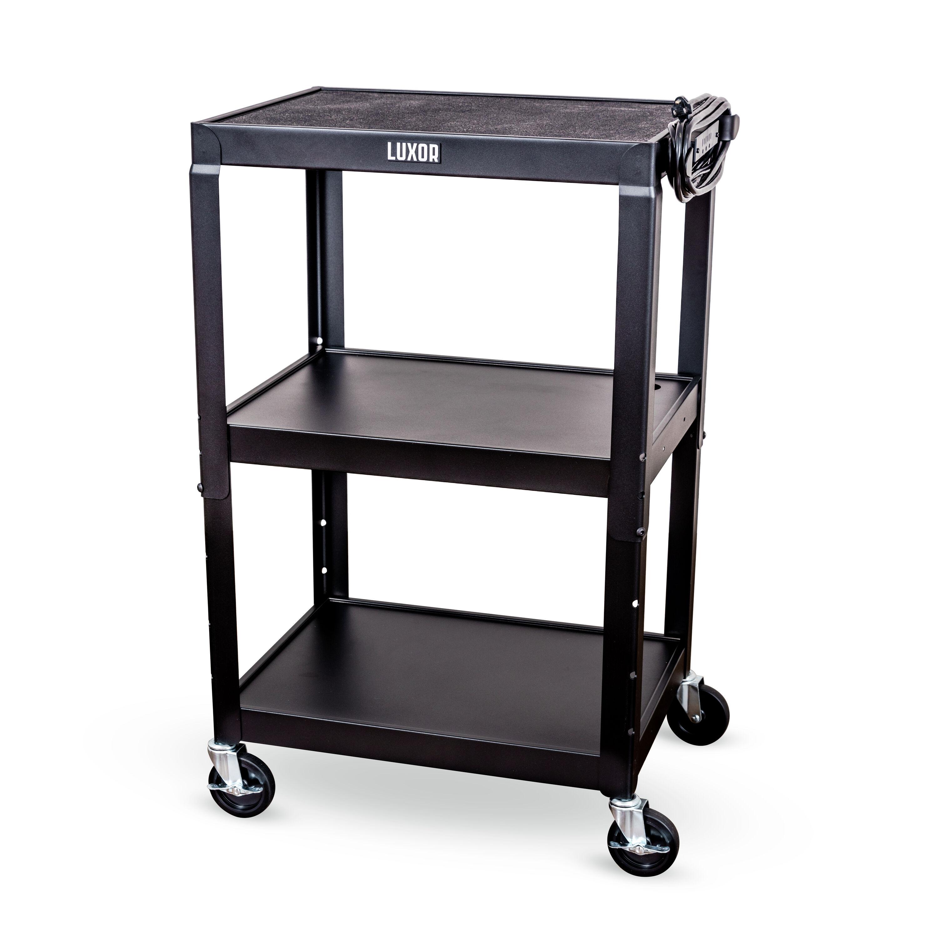 Luxor 18" x 24" Adjustable Height Metal Utility Cart - Black