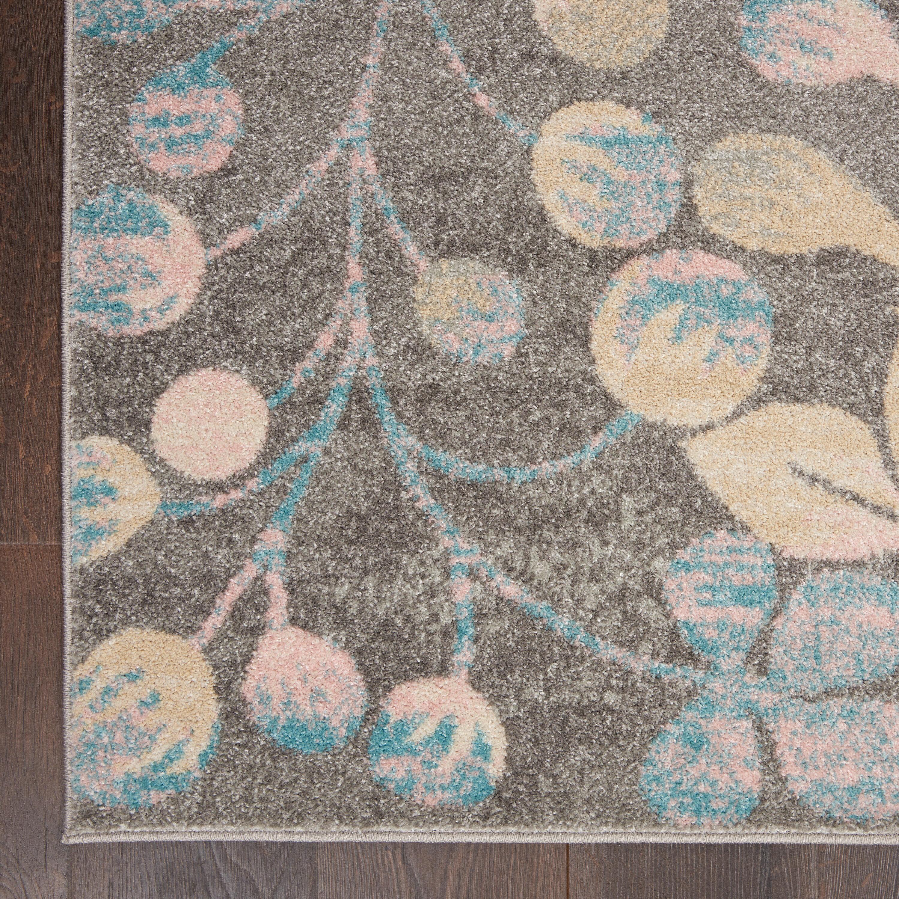 Nourison Tranquil 6' X 9' Grey/Beige Area Rug Contemporary Botanical Vine and Bloom by Nourison