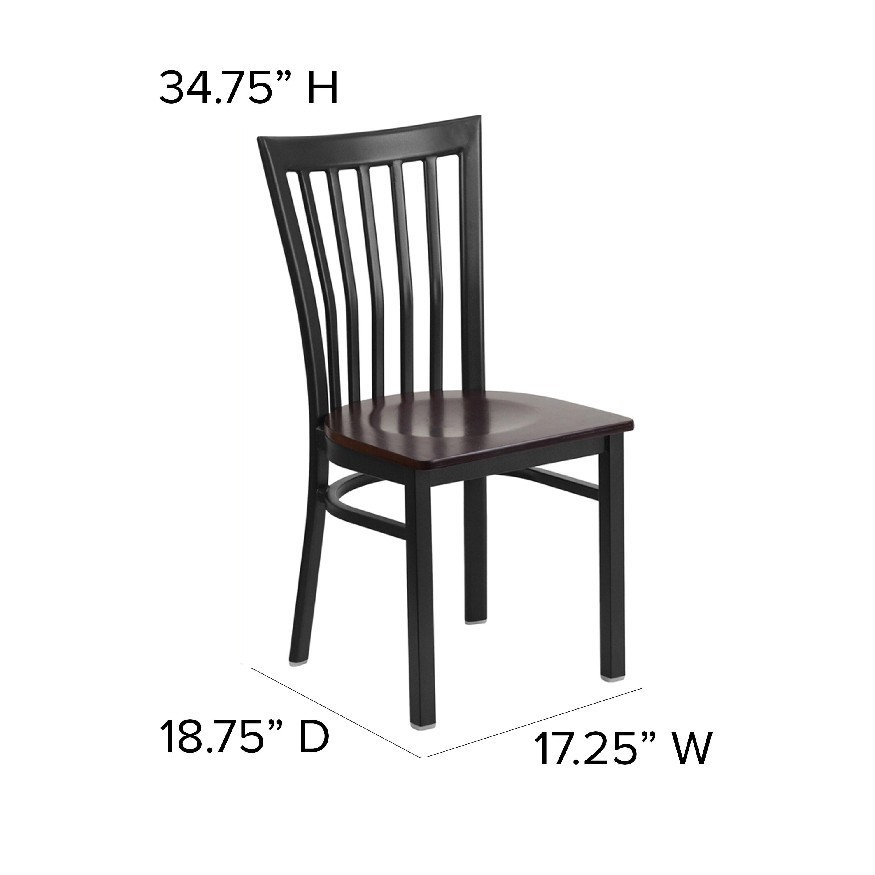 Flash Furniture HERCULES Series Black School House Back Metal Restaurant Chair - Walnut Wood Seat