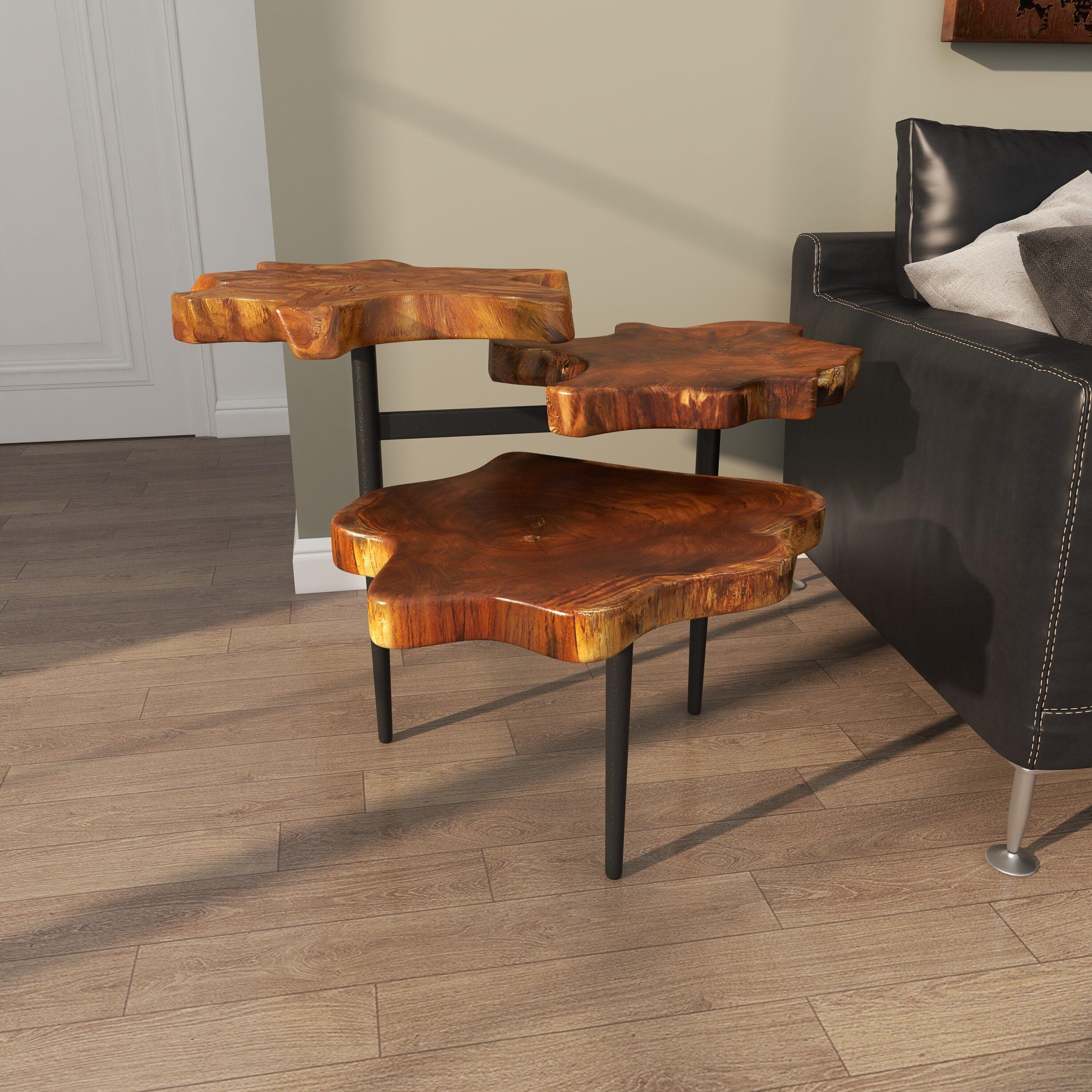 Rustic Teak Wood Accent Table Dark Brown - Olivia & May: Handcrafted, No Assembly Required