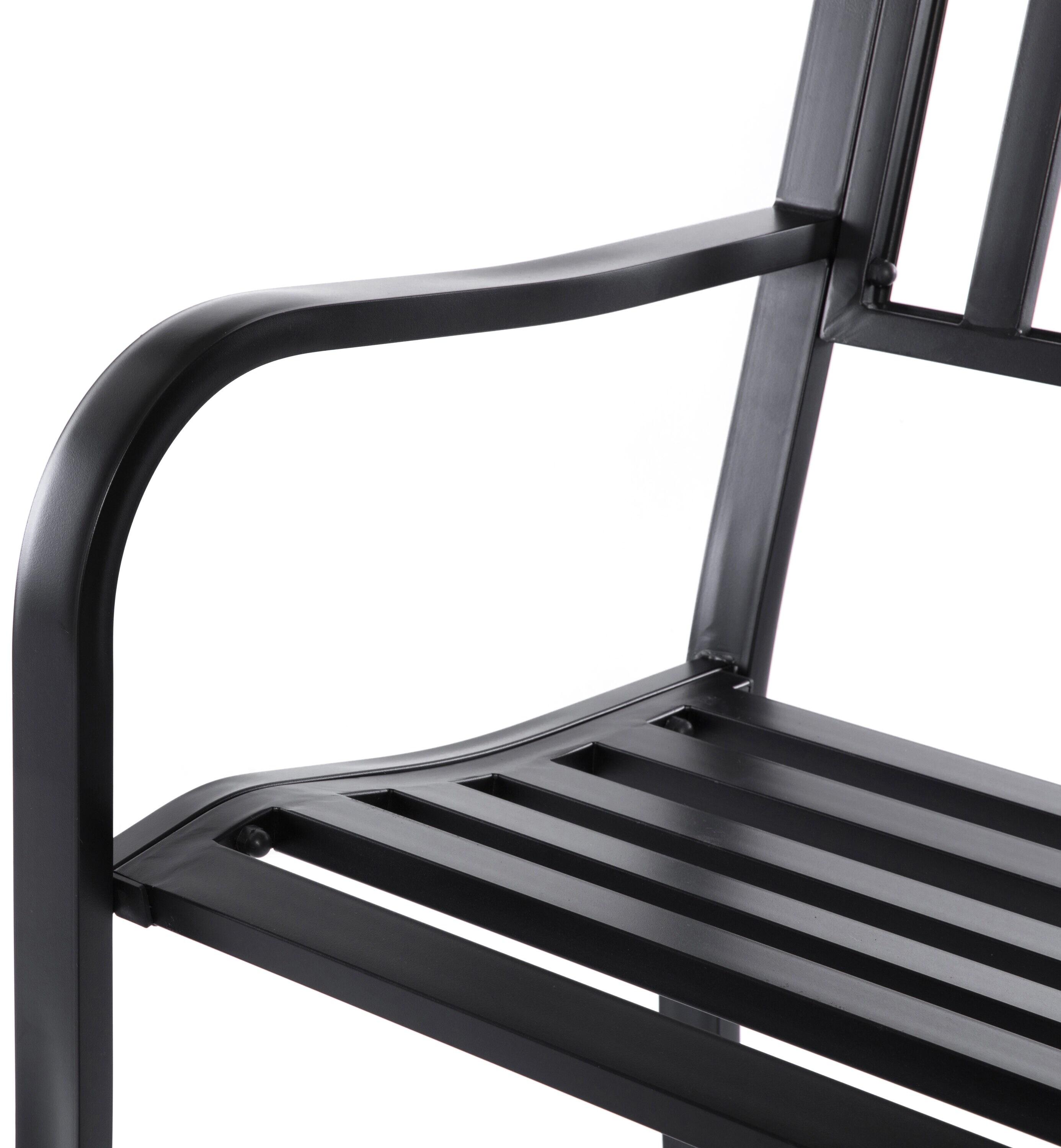 Steel Garden Park Bench Cast Iron Frame Patio Lawn Yard Decor, Black Seating Bench for Yard, Patio, Garden, Balcony, and Deck