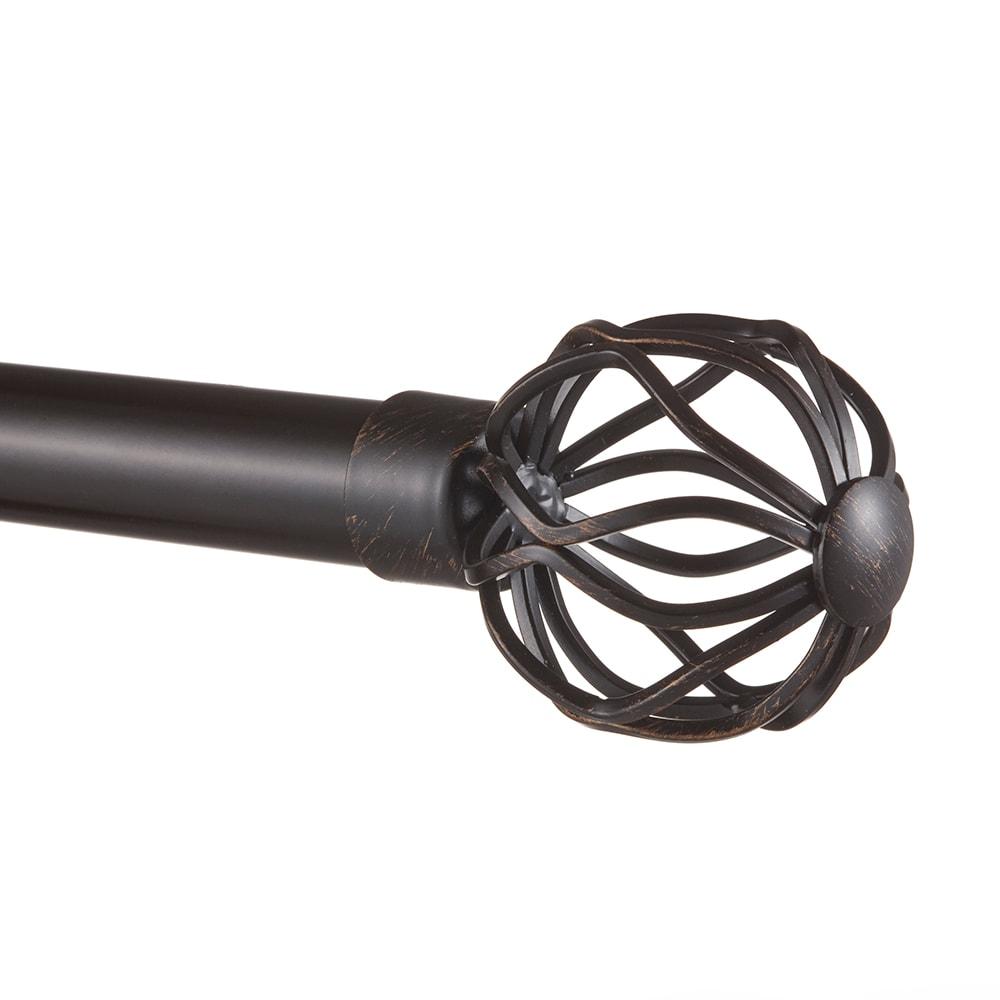 Exclusive Home 36"-72" Ogee Curtain Rod - Matte Bronze: Adjustable Iron Rod, Cage Finial, 25 lb Capacity