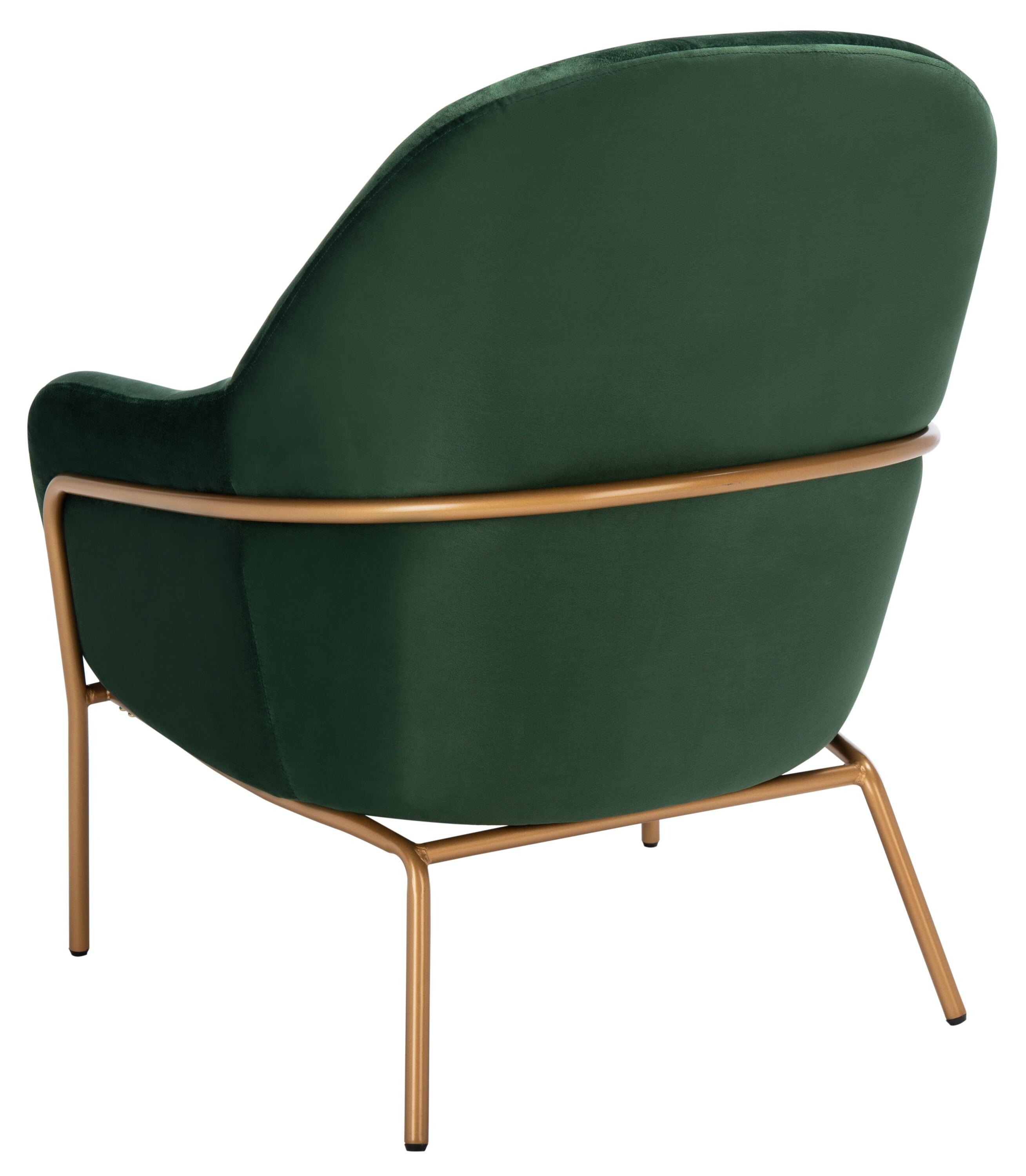 Eleazer Velvet Accent Chair - Malachite Green/Gold - Safavieh