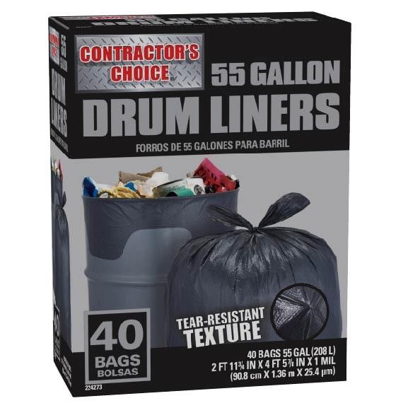 Contractor's Choice Contractor 55-Gallon Scent free Black Outdoor Plastic Construction Flap Tie Trash Bag 40 -Count