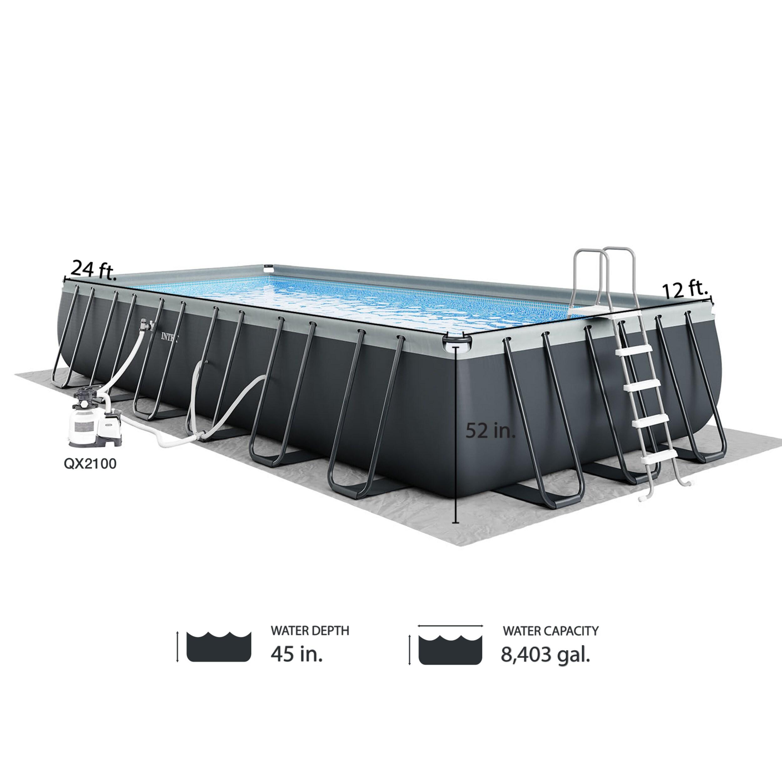 Intex Ultra 24ftX12ftX52in XTR Rectangular Metal Frame Swimming Pool Set w/Pump Filter