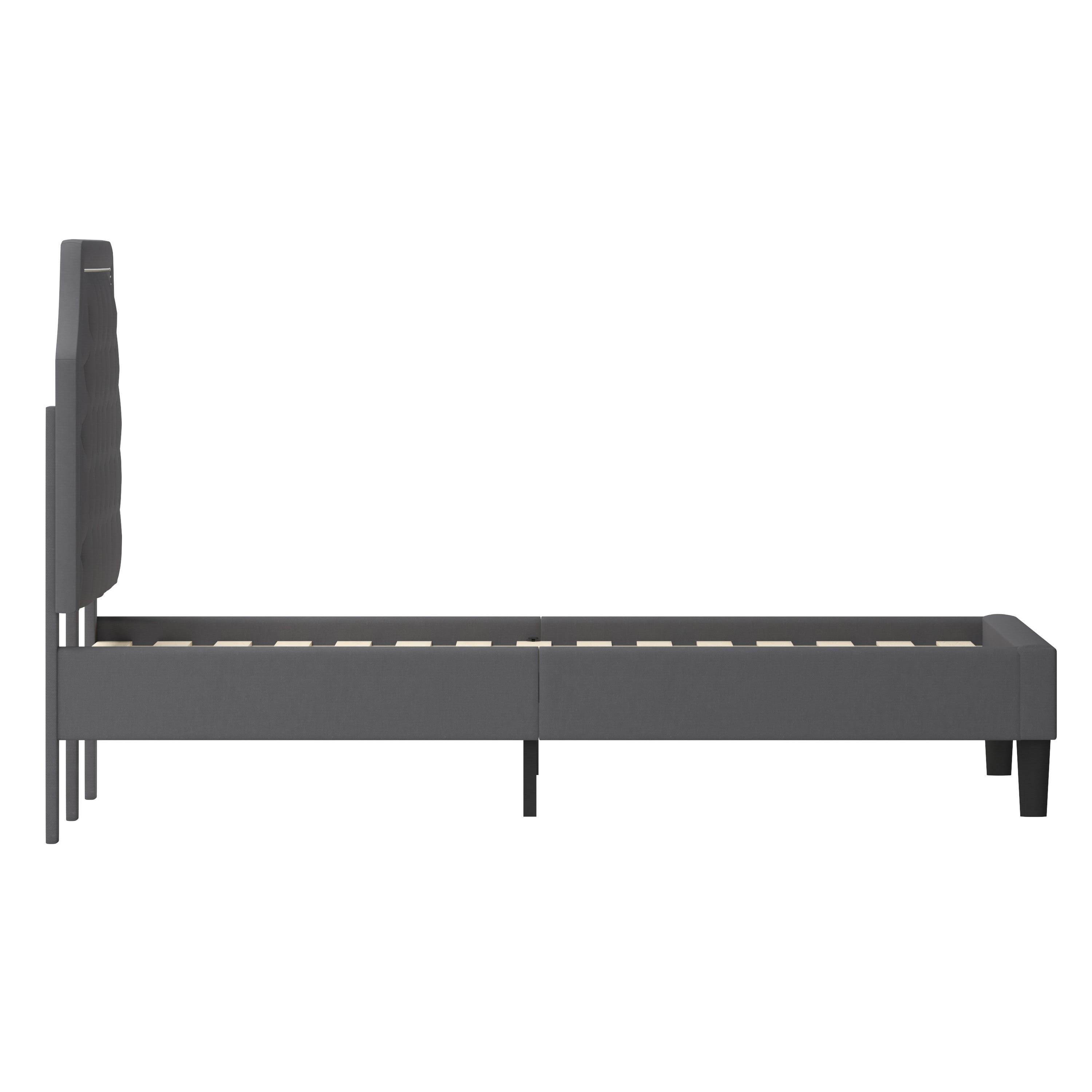 Flash Furniture Brighton King Size Tufted Upholstered Platform Bed in Dark Gray Fabric with Pocket Spring Mattress