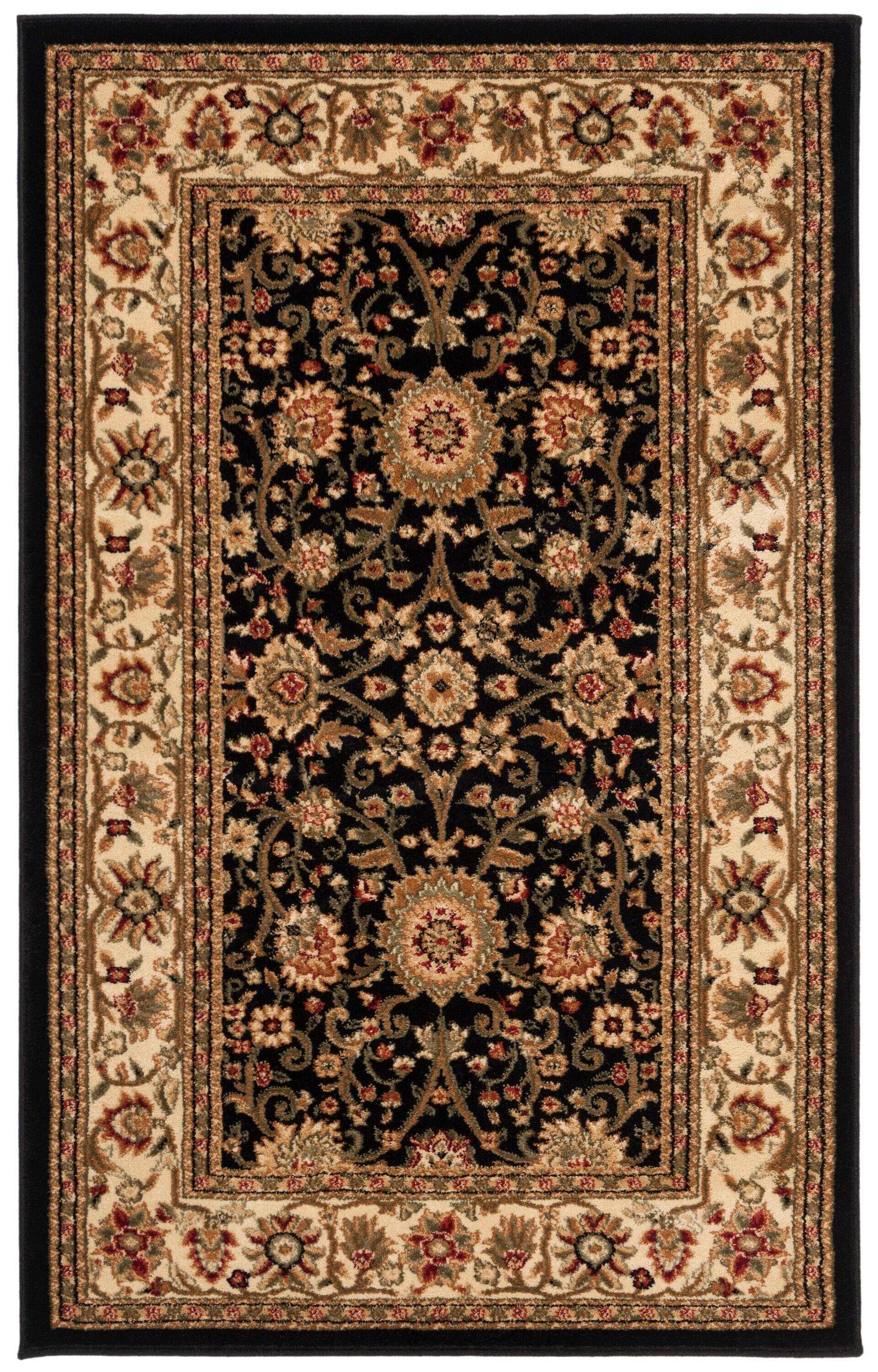 SAFAVIEH Lyndhurst Victoria Traditional Floral Area Rug, Black/Ivory, 4' x 6'