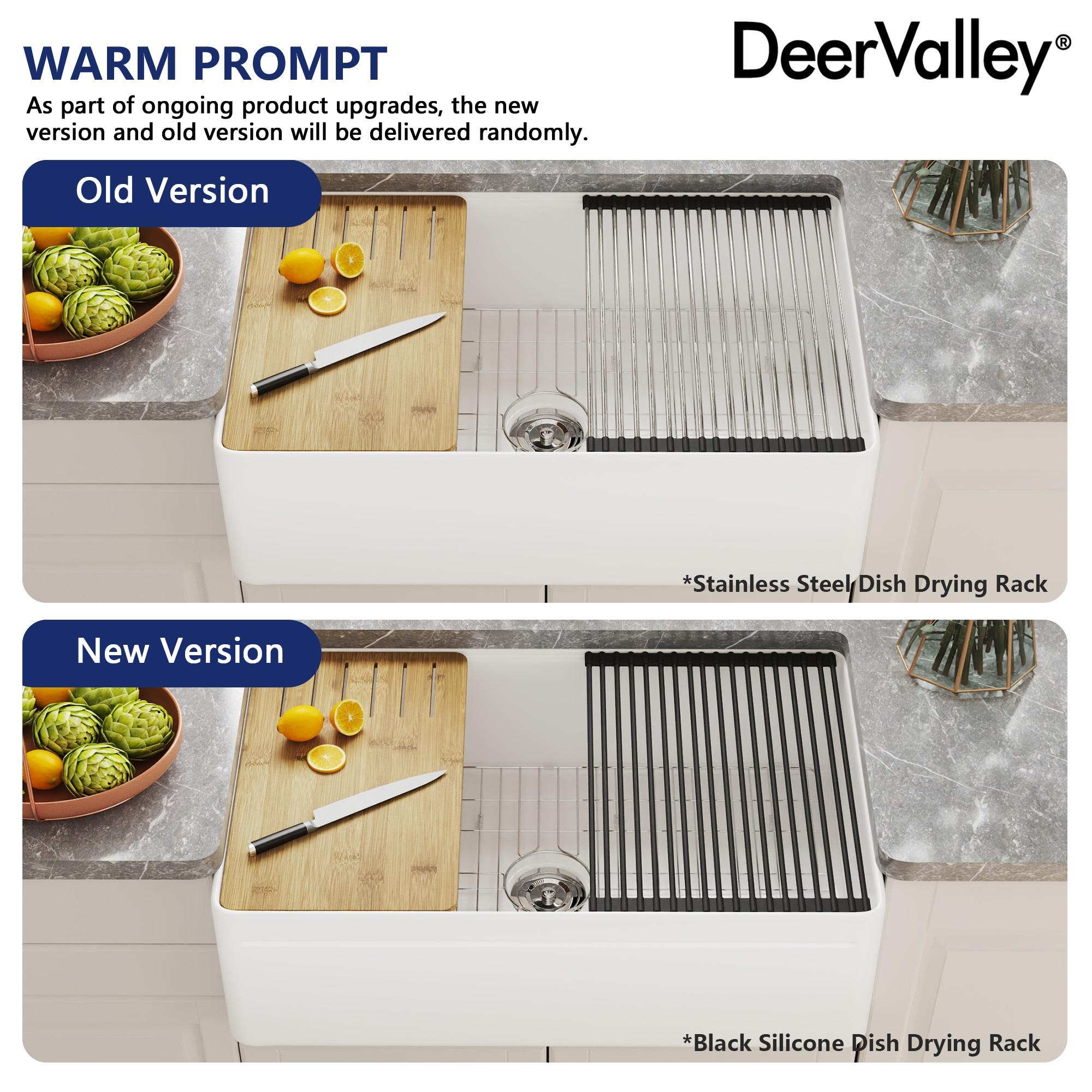 DeerValley 33" L X 20" W Single Basin Workstation Farmhouse Kitchen Sink With Sink Grid, Cutting Board And Dish-Drying Rack