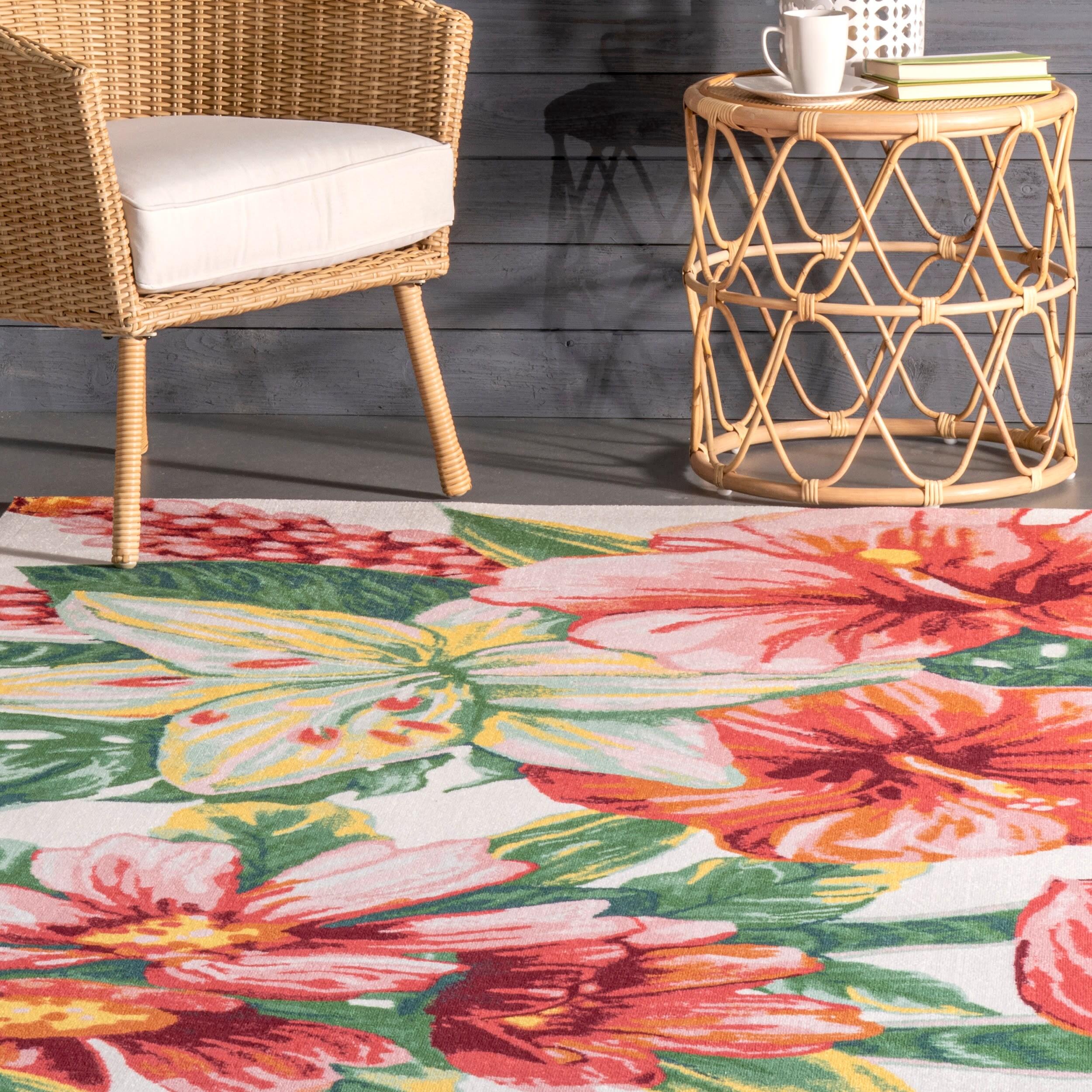 Nuloom Contemporary Floral Sabrina Indoor/Outdoor Patio Area Rug, 4' x 6', Multi