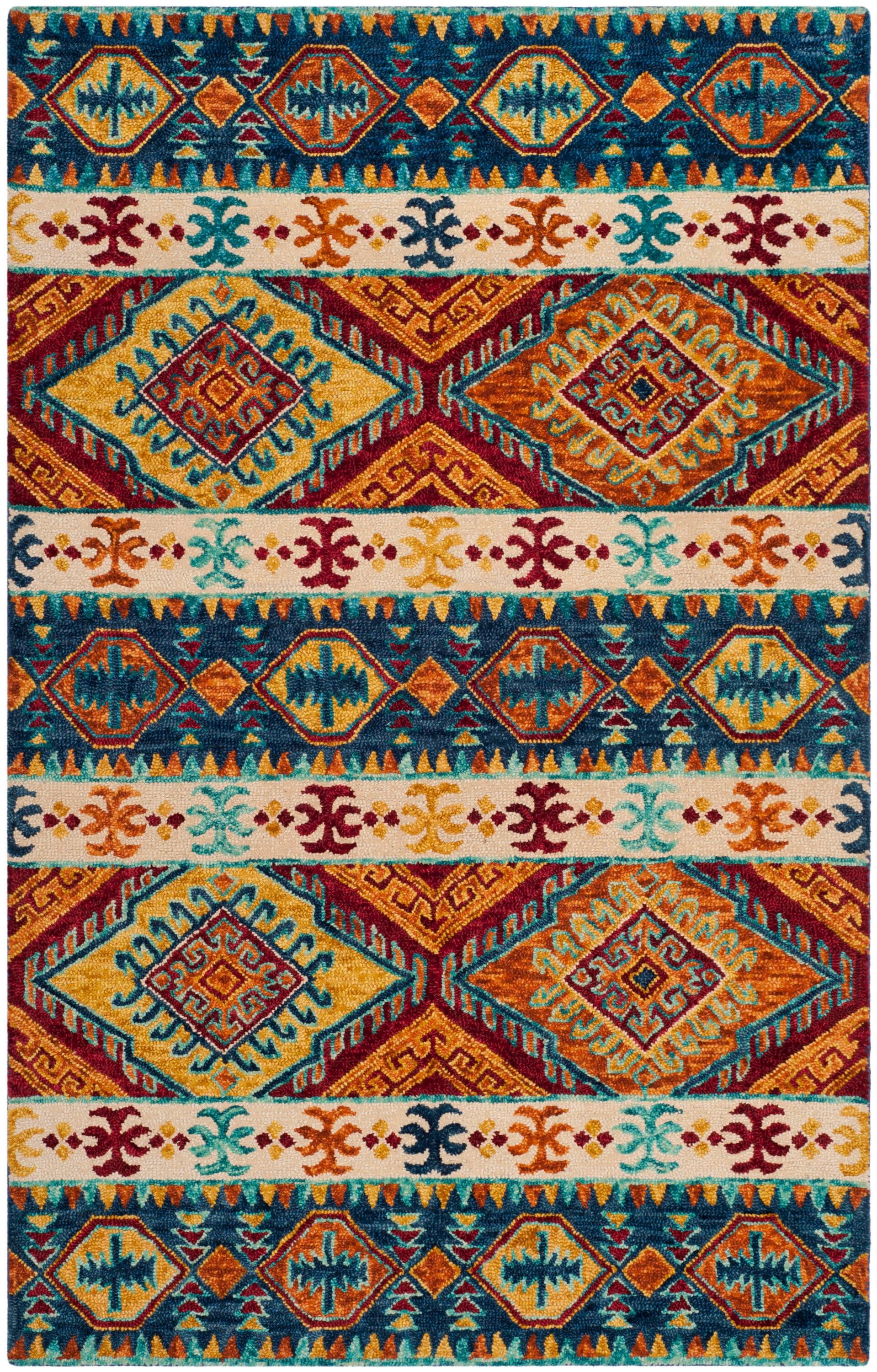 Aspen APN502 Hand Tufted Indoor Area Rug - Navy/Ivory - 5'x8' - Safavieh
