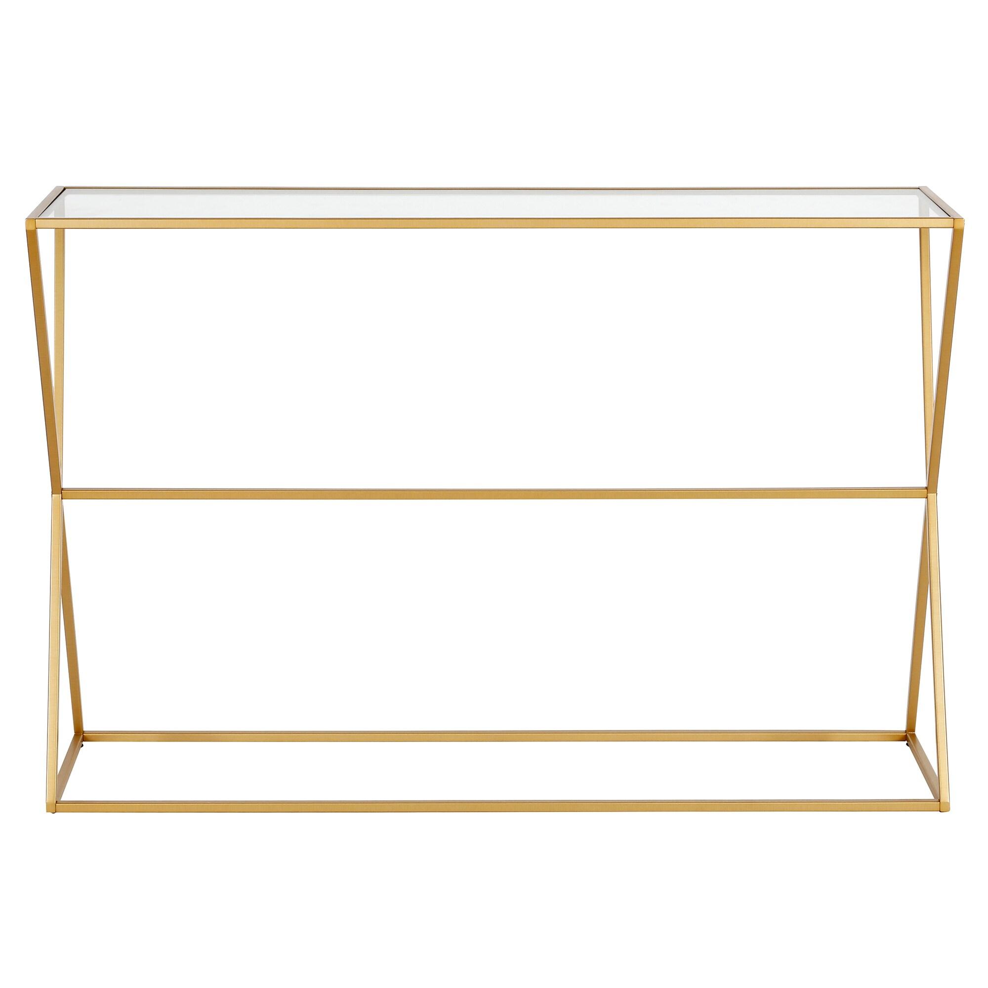 Evelyn&Zoe Sabrina 45" Wide Rectangular Console Table, Brass