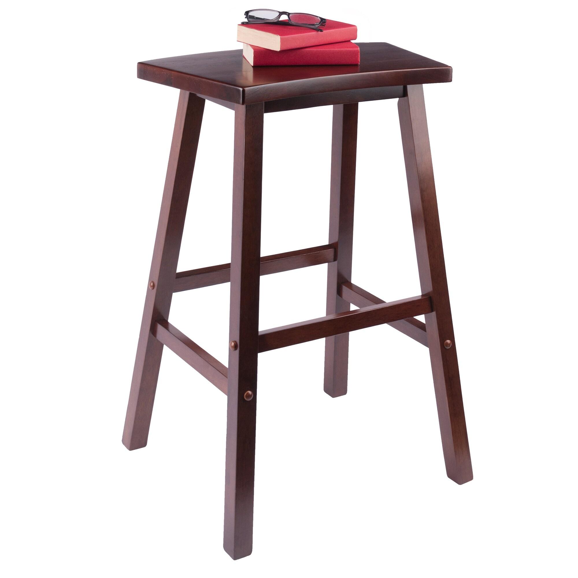 29" Katashi Fan Shape Barstool Walnut - Winsome: Solid Wood, Kitchen, Counter Height