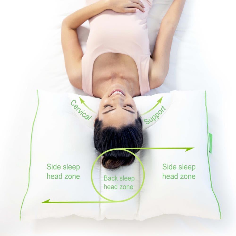 Medium Soft Dual Sleep Neck Pillow - Sleep Yoga: Cervical Support, Indoor U-Shape Travel Cushion, Woven Cotton & Polyester