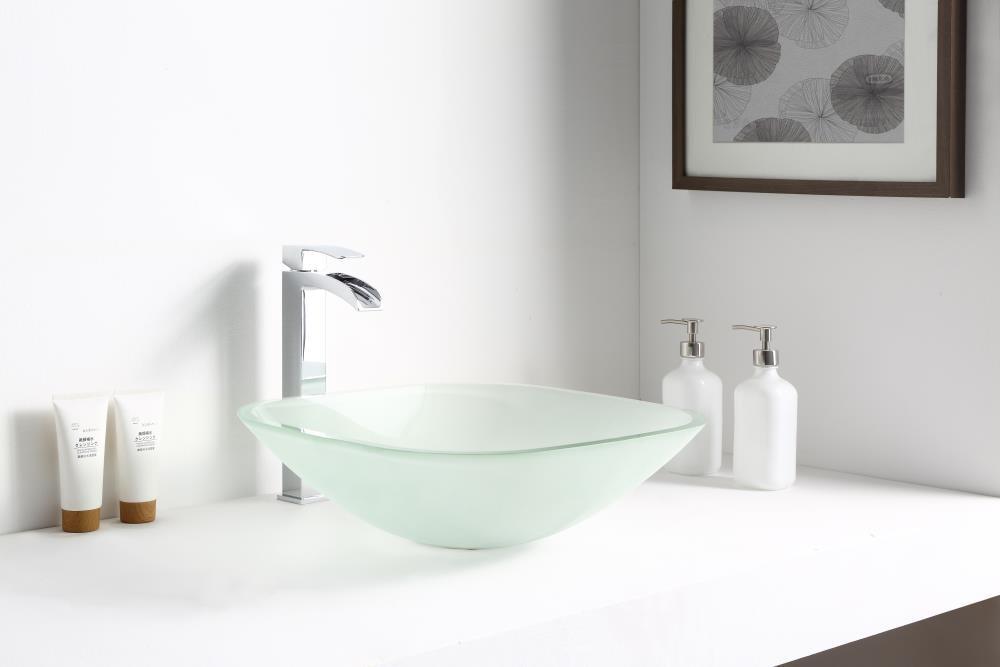 ANZZI LS-AZ8125 ANZZI Victor 16.5'' Matte Clear Tempered Glass Square Bathroom Sink