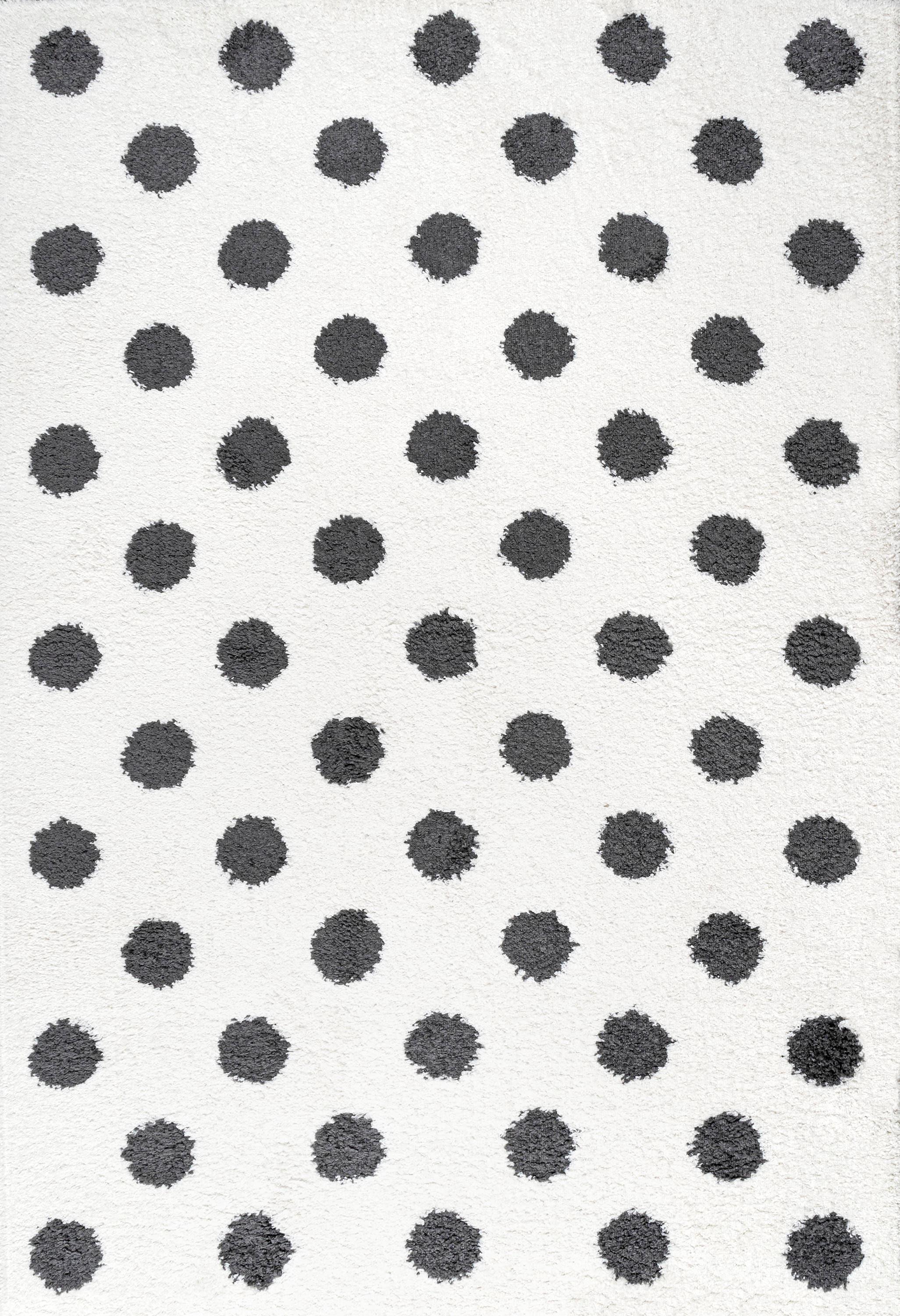 3'x5' Pere Modern Charcoal Dot Shag Area Rug, White/Black - JONATHAN Y