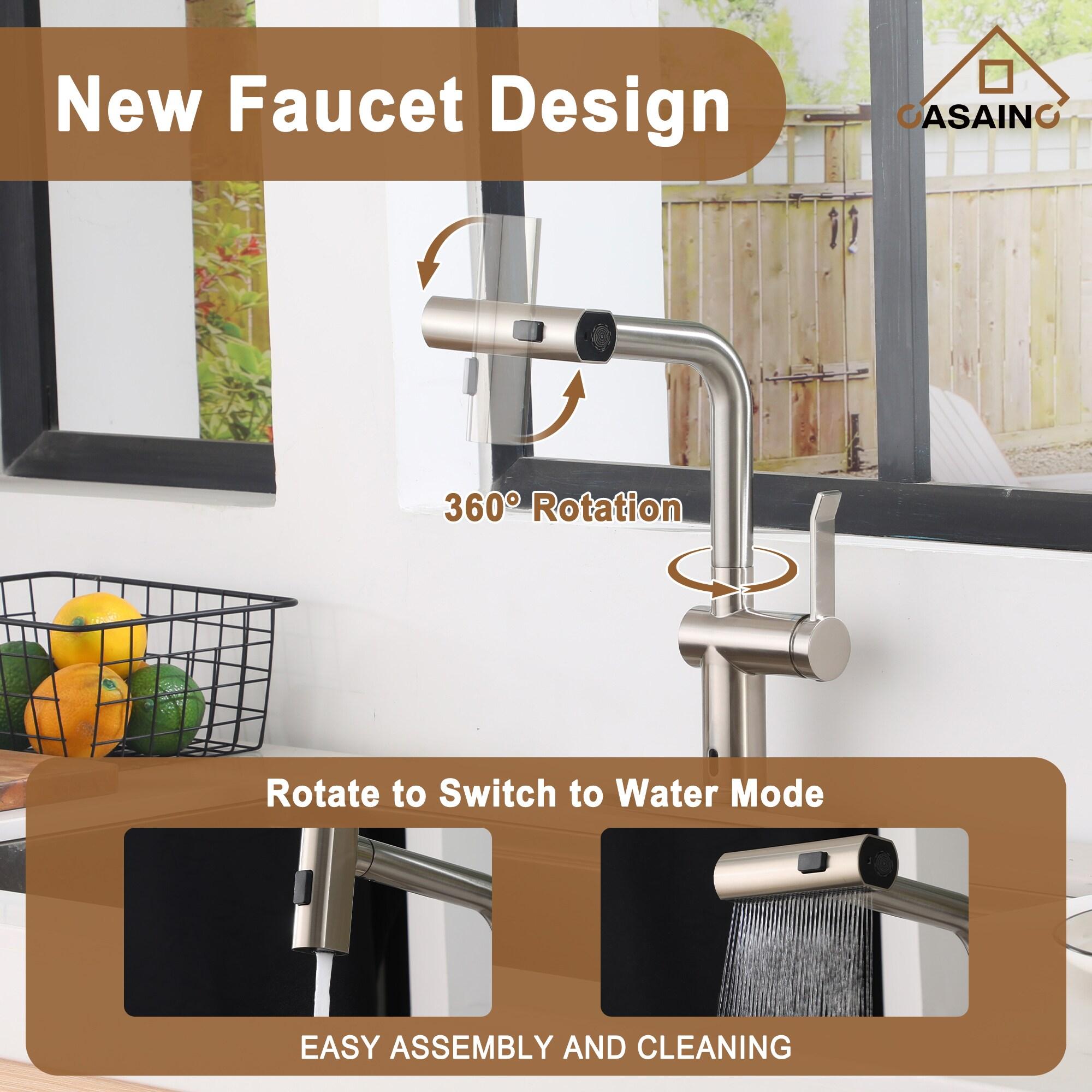 Willow Single Handle Pull Out Kitchen Faucet with Touchless Sensor, Three-function Mode Sprayer