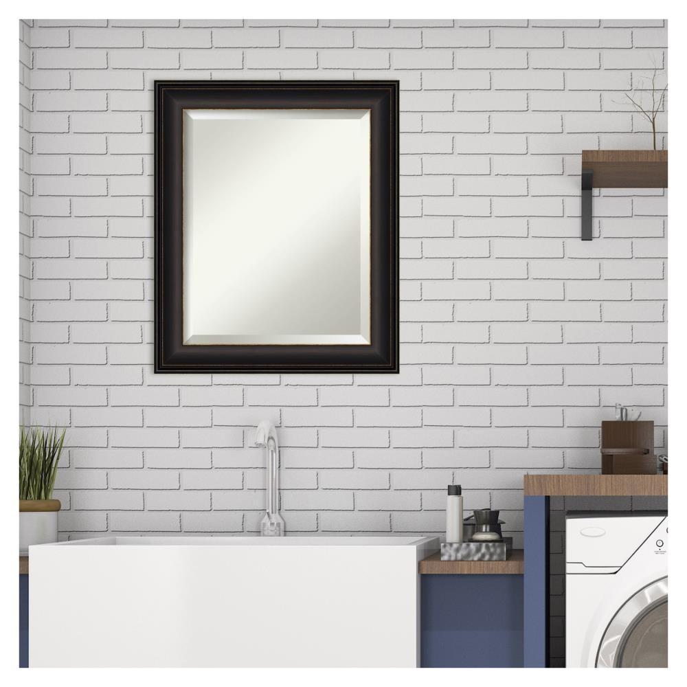 Amanti Art 20" x 24" Trio Oil Rubbed Framed Bathroom Vanity Wall Mirror Bronze: Modern Rectangle Beveled, Wall Mount, Polystyrene Frame