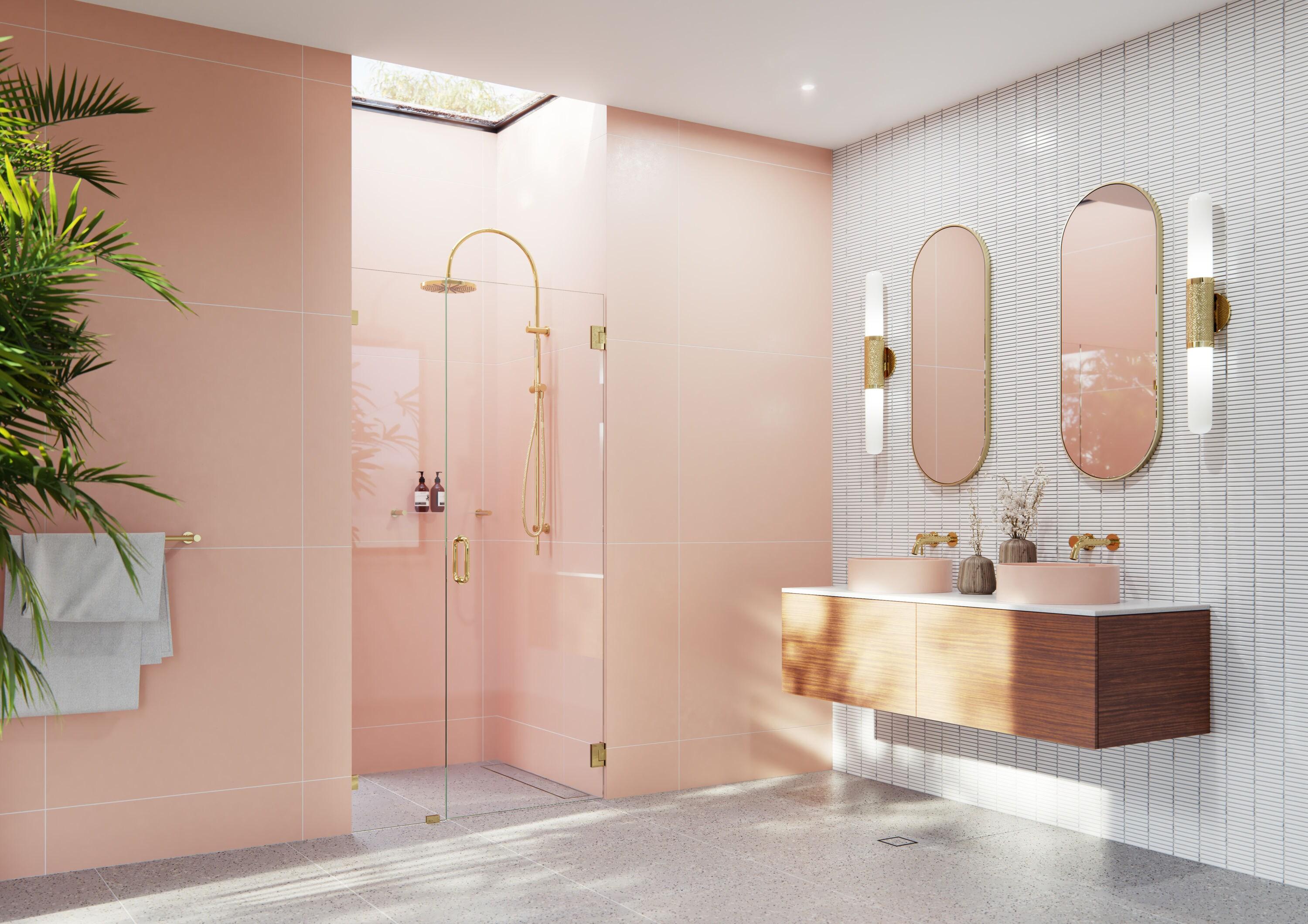 Glass Warehouse Illume 36.5 in. x 78 in. Fully Frameless Wall Hinge Shower Door GW-WH-36-5-PB